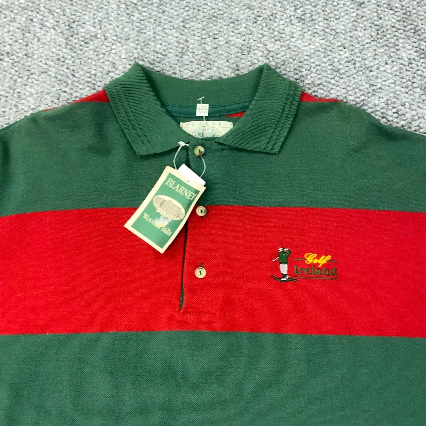 Vintage VINTAGE Blarney Woollen Mills Polo Shirt Mens L Red/Green Stripe Polo Shirt Ireland Striped Golf Logo Embroidered Size US L / EU 52-54 / 3 - 2 Thumbnail