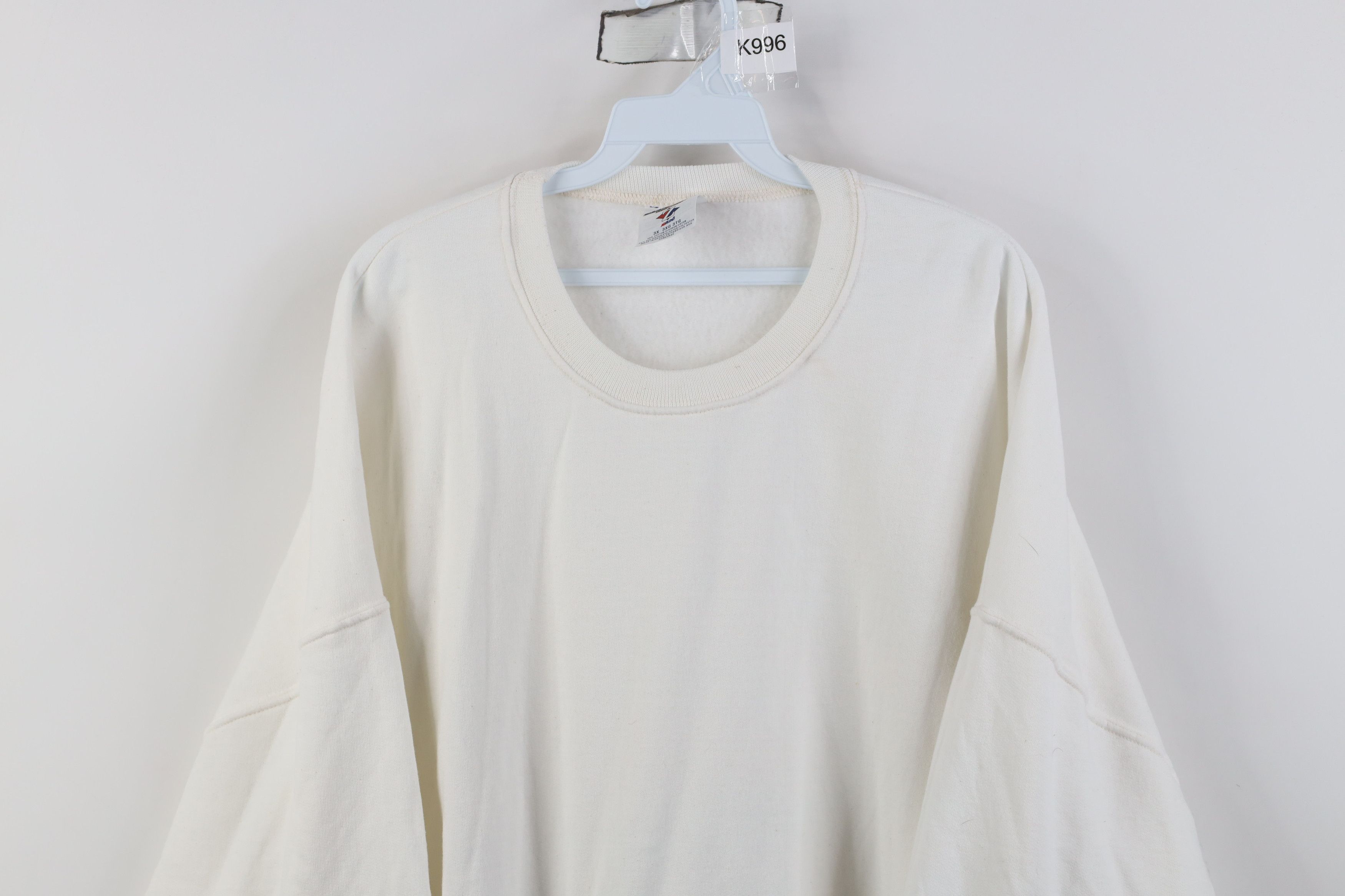 Vintage Vintage 90s Streetwear Blank Crewneck Sweatshirt White Size US XXL / EU 58 / 5 - 2 Thumbnail