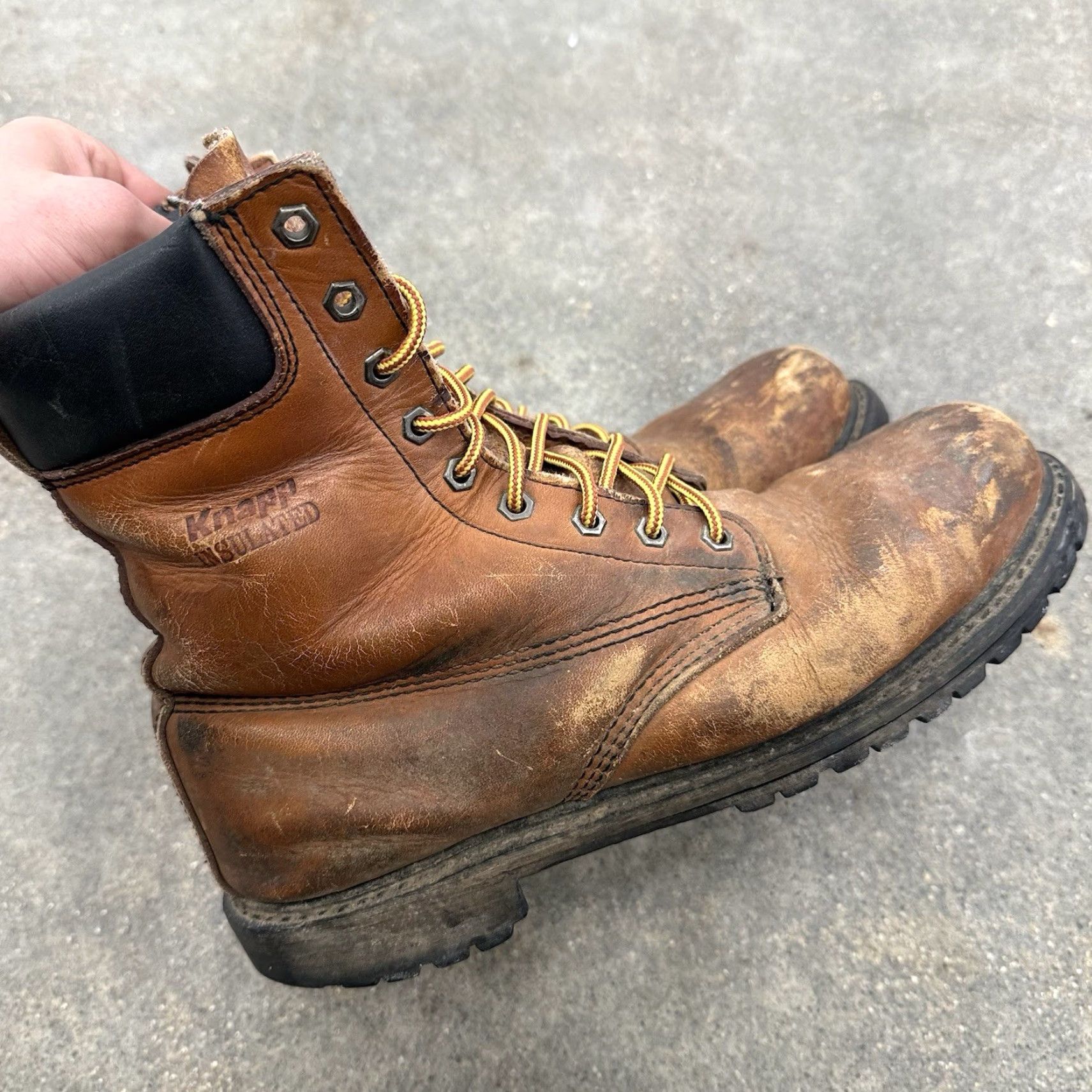 Vintage VINTAGE Knapp Boot Mens Work Brown Leather 10.5 E Chukka Distressed Leather Upper Outsole 2856 Distressed Size US 11 / EU 44 - 4 Thumbnail