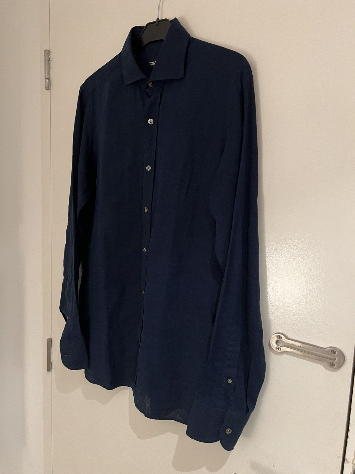 Tom Ford Tom ford linen navy medium 15/5 40 dress shirt Size US M / EU 48-50 / 2 - 2 Thumbnail