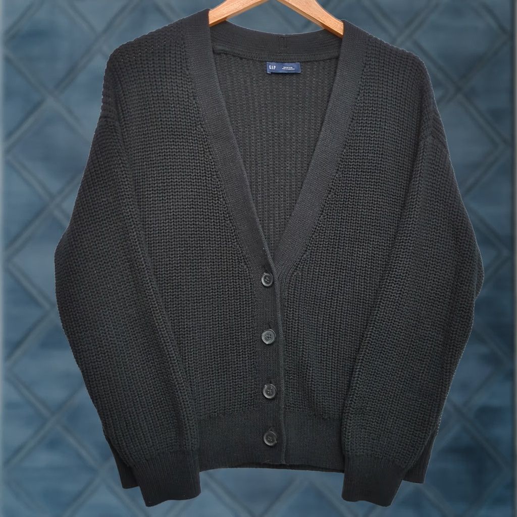Gap Gap Cardigan Sweater Womens Medium Black Cotton Heavy Academia Button Up Size M / US 6-8 / IT 42-44 - 1 Thumbnail