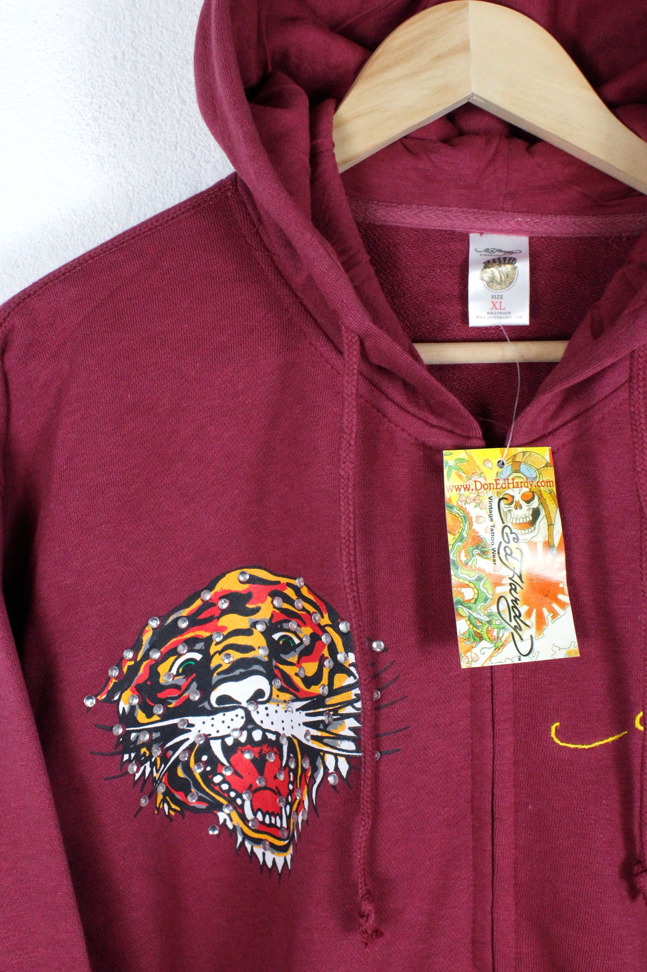 Christian Audigier × Ed Hardy × Vintage Vintage Y2K ED HARDY Big Tiger Logo Embellished Zip Hoodie Size US XL / EU 56 / 4 - 2 Thumbnail