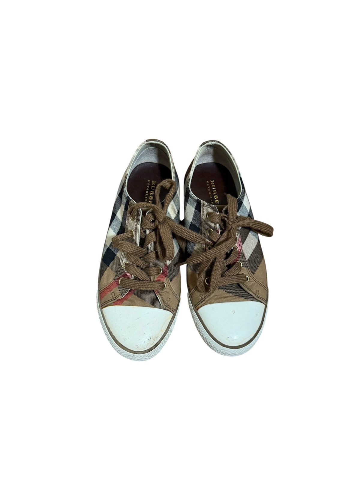 Burberry Burberry Novacheck Leather Sneakers/Burberry Canvas Sneakers Size US 7 / IT 37 - 3 Thumbnail