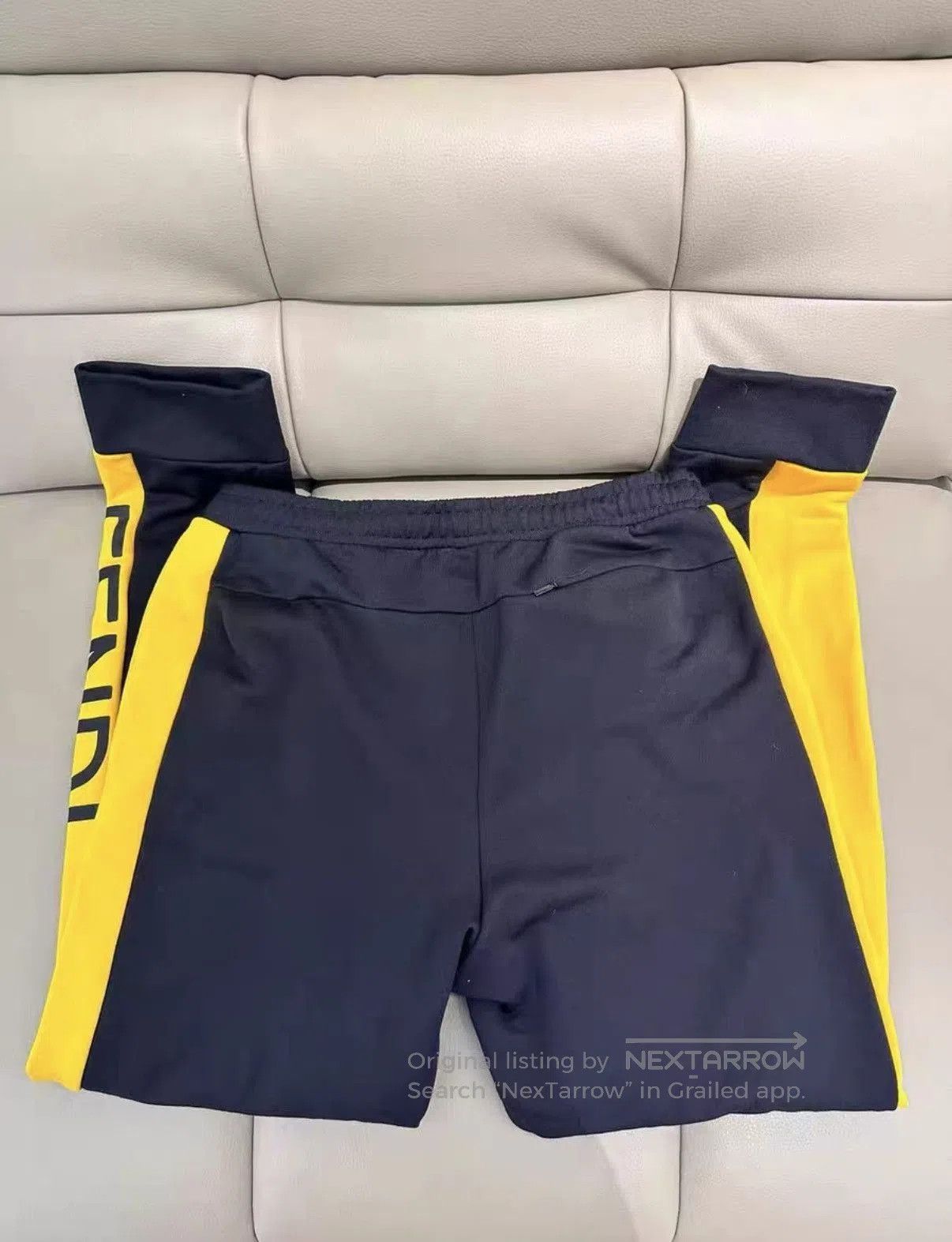 Fendi Black Athletic Shorts with Yellow Side Stripes. Size US 36 / EU 52 - 2 Thumbnail