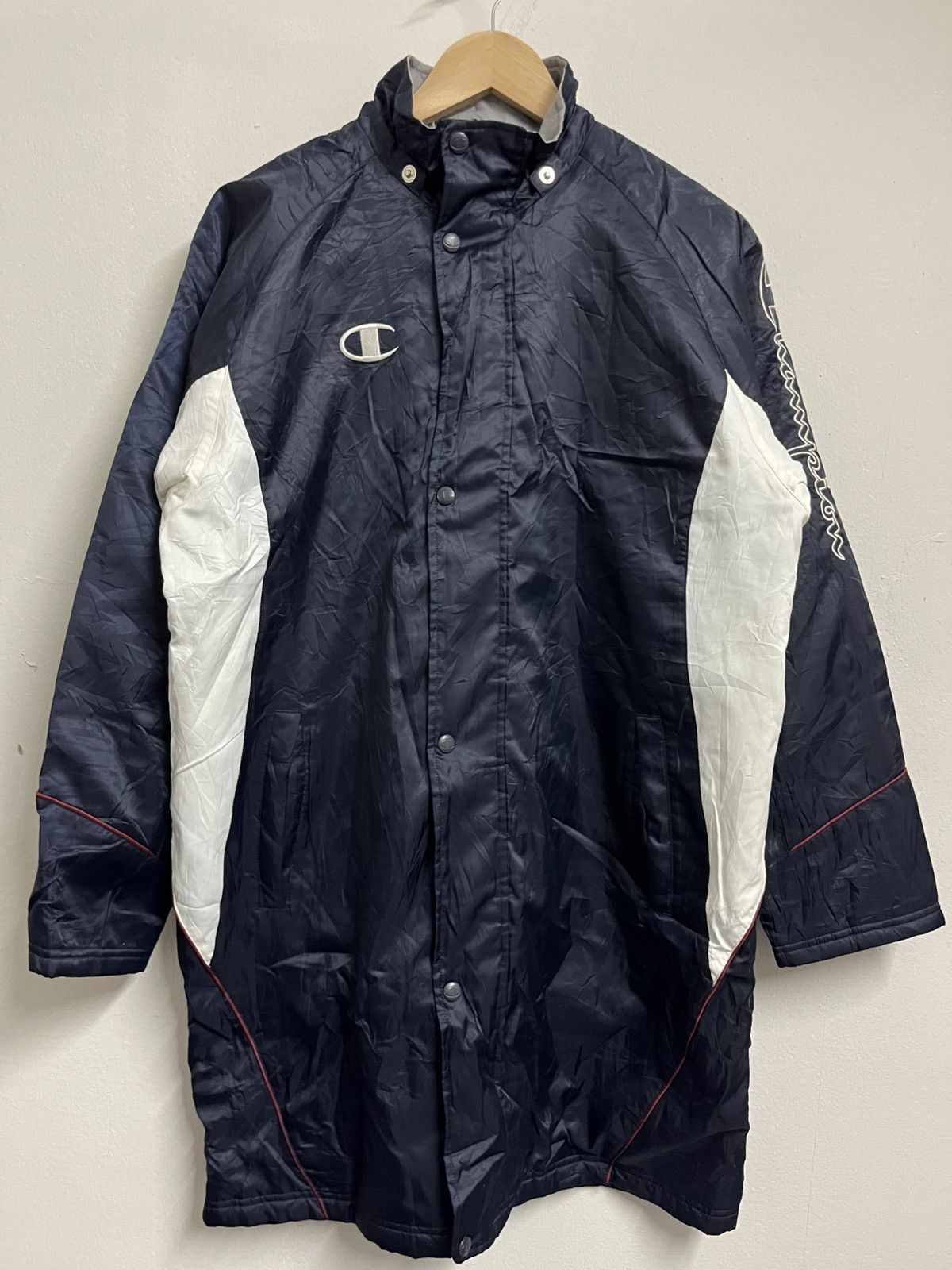 Champion 💥Vintage 90s Champion Big Logo Long Jackets Backhit Size US L / EU 52-54 / 3 - 2 Thumbnail