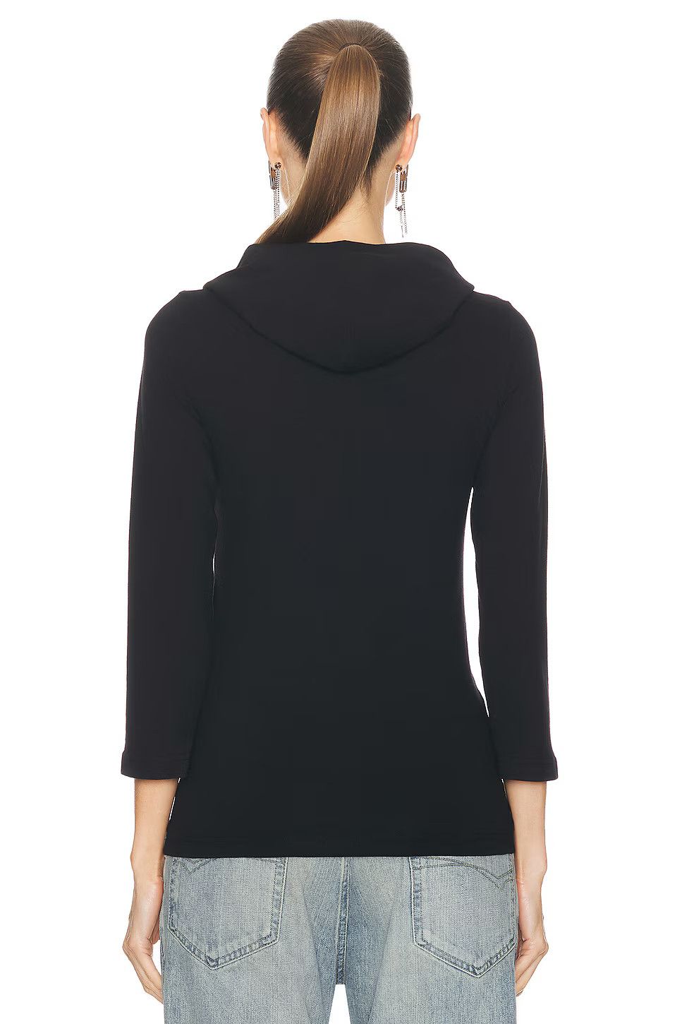 Balenciaga o1s1wg110126 Hooded Long Sleeve T-Shirt Fitted in Black Size US M / EU 48-50 / 2 - 3 Thumbnail