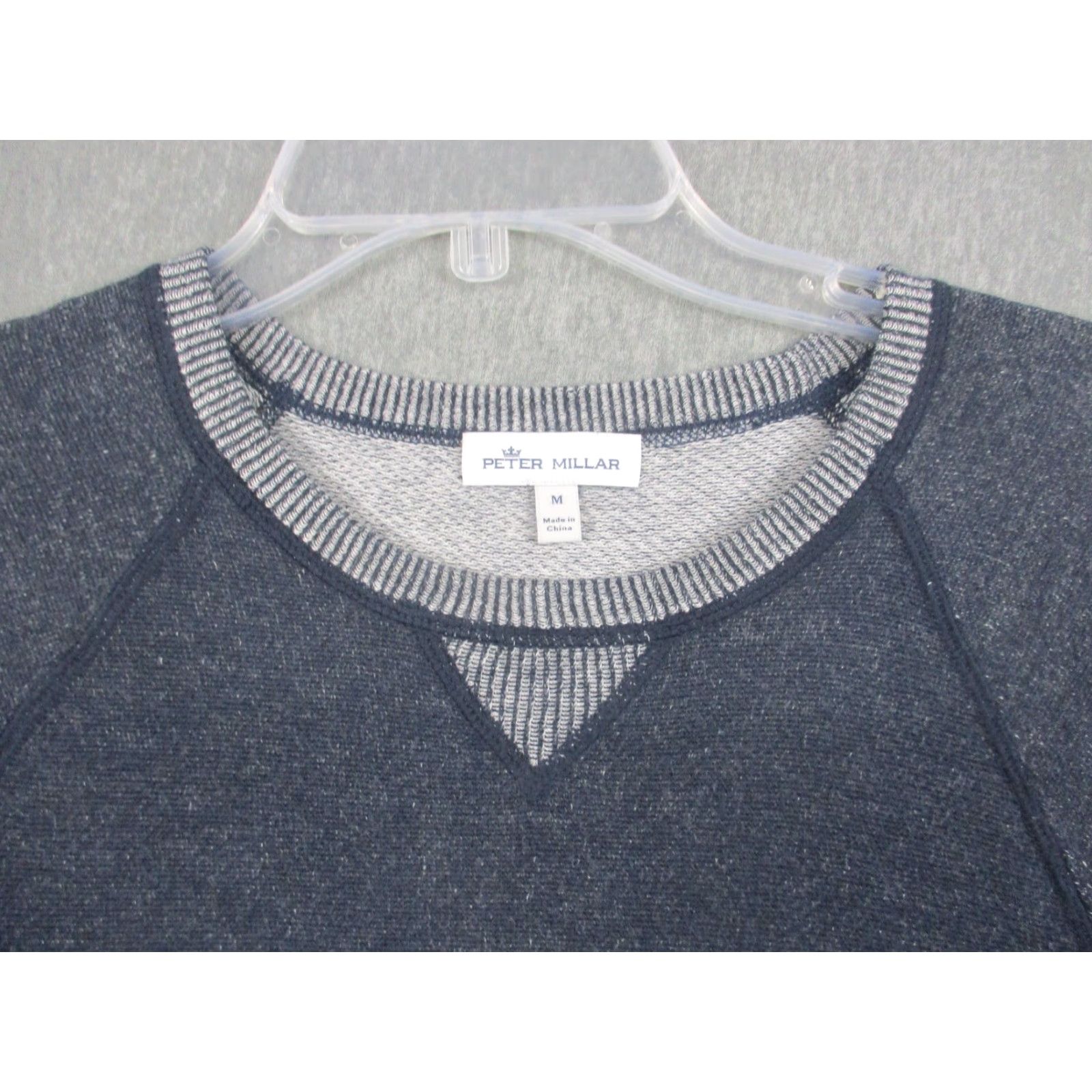 Peter Millar Sweater Mens Medium Blue Cotton Wool Crewneck Raglan Knit