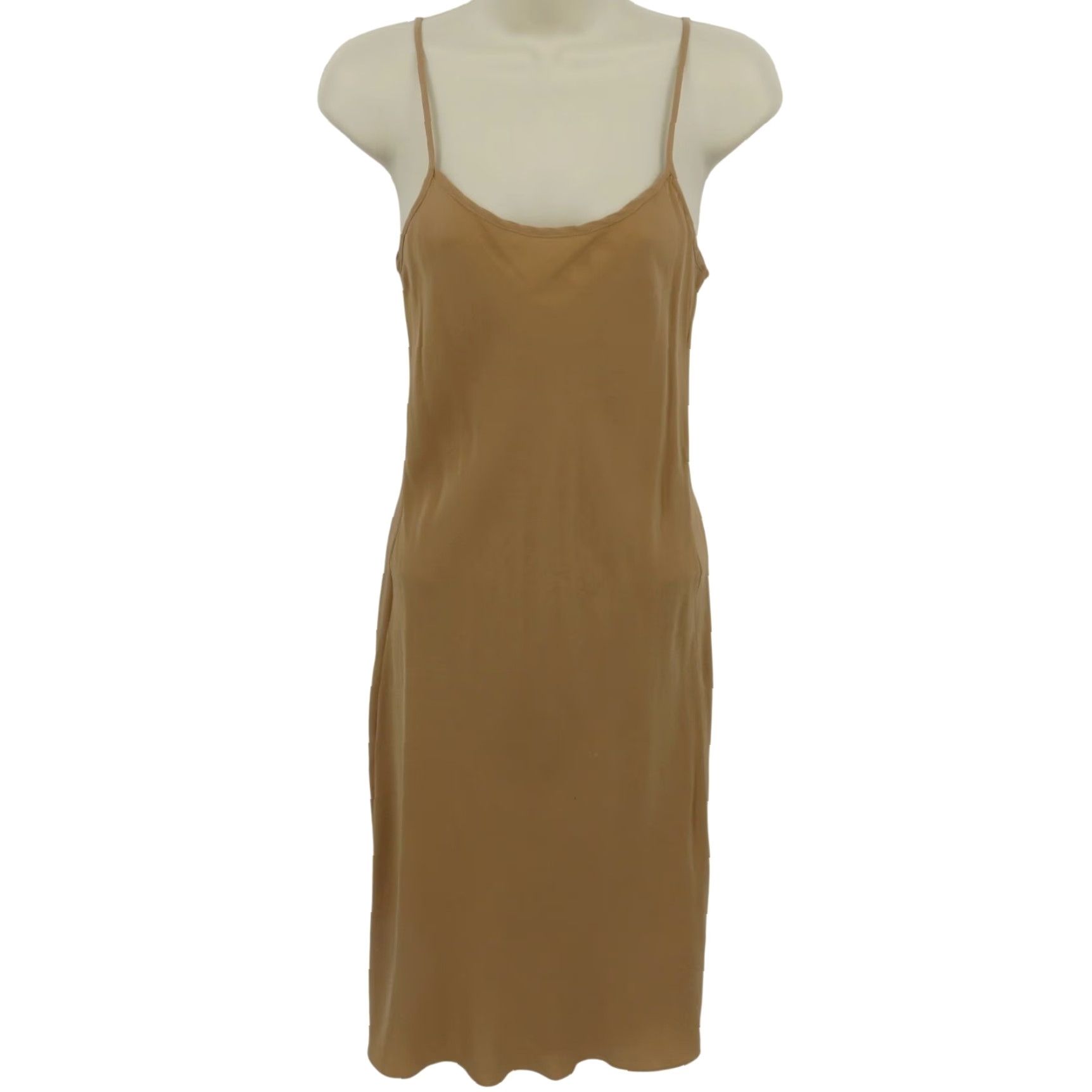 Michael Kors Michael Kors Collection Dress Women Small S Slip Dress Tan Suntan Silk Blend Spaghetti Strap Sleeveless Knee Length Solid Size S / US 4 / IT 40 - 2 Thumbnail