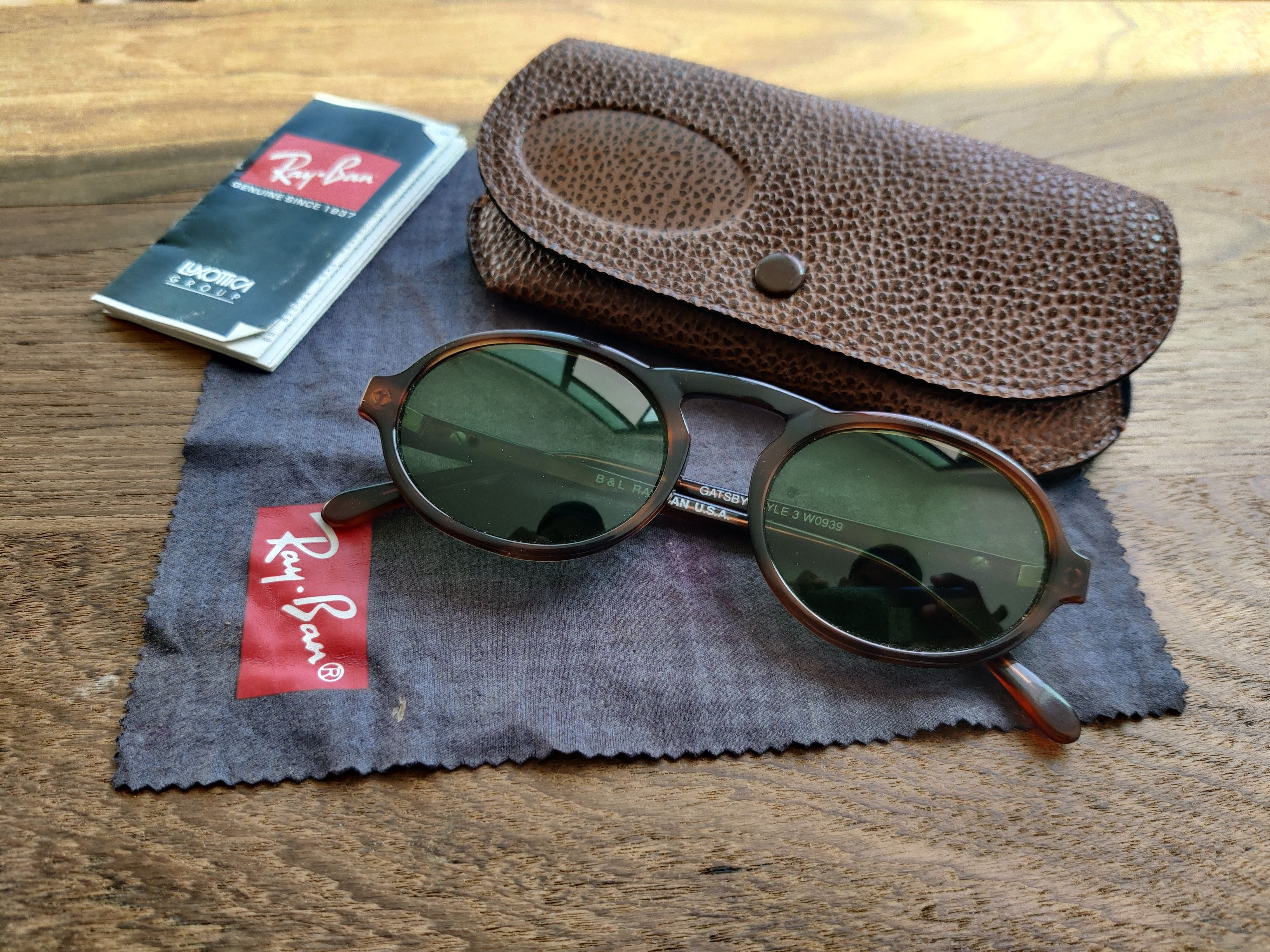 vintage b&l ray ban gatsby style w0939 tortoise