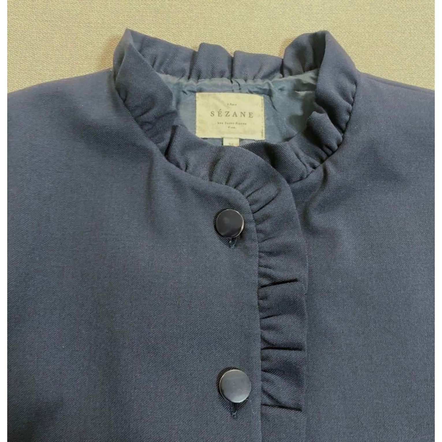 Sezane Sezane Hugo wool Jacket blue navy Marine SZm bust36.5 Size S / US 4 / IT 40 - 4 Thumbnail