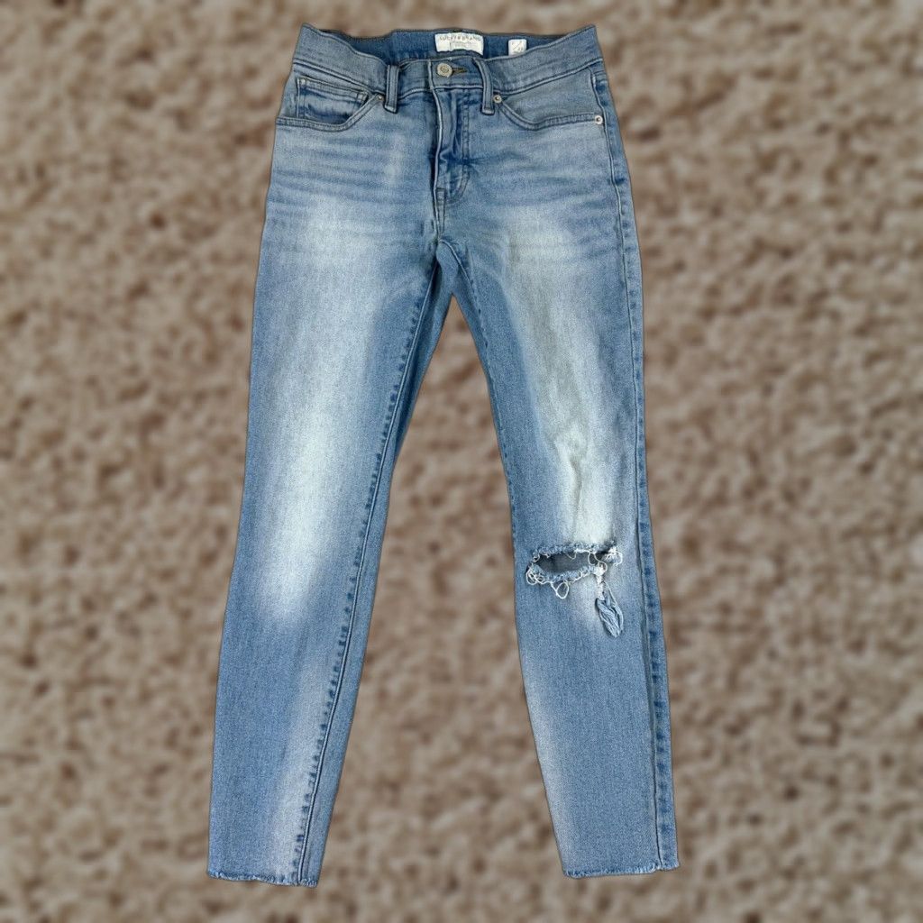 Denime Vintage Black Women's Skinny Jeans 2 Blue Denim Ankle Zip 90s Taper Raw Hem Size 26" / US 2 / IT 38 - 1 Thumbnail