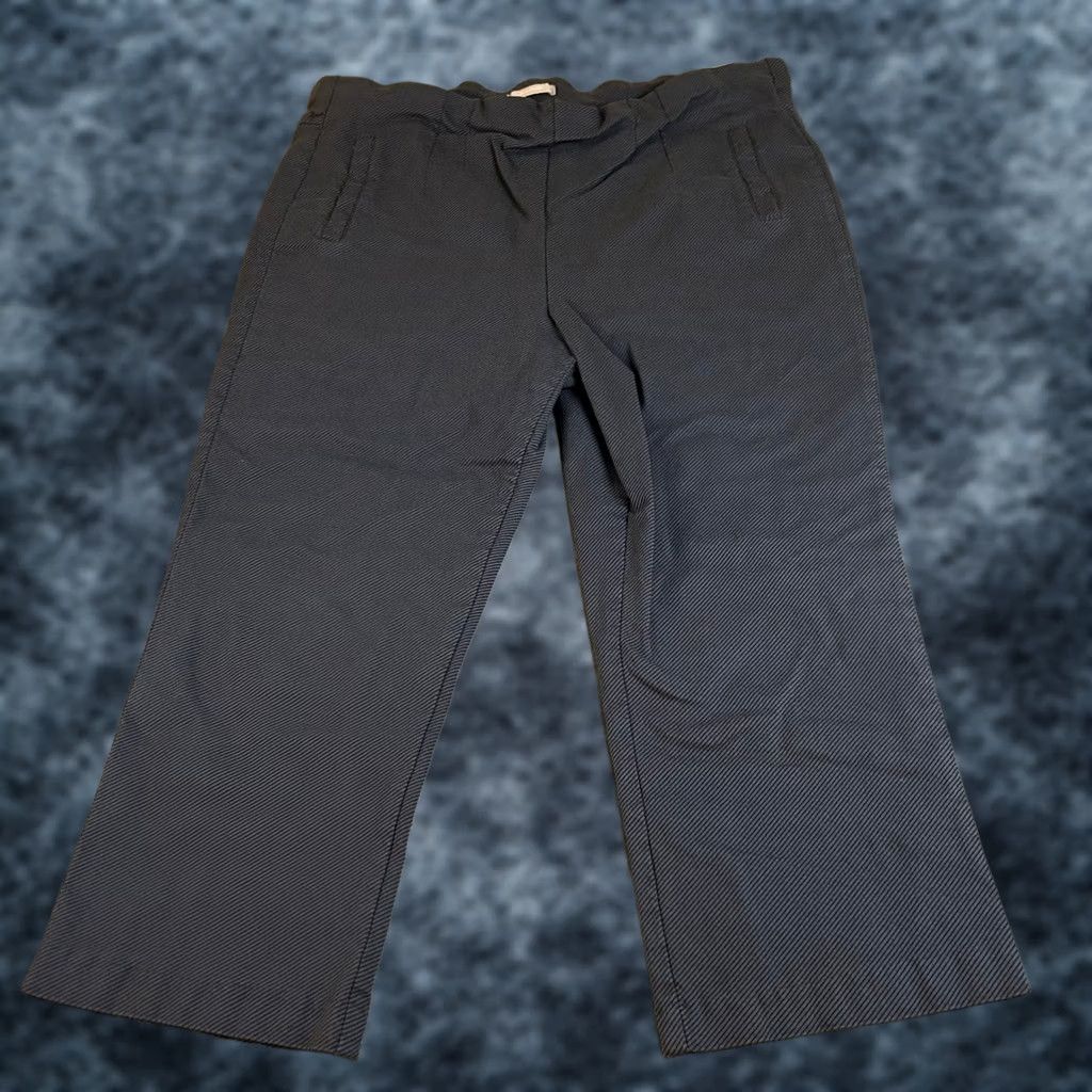 Vintage Maurices Cropped Pants Career Elastic Waist Pull On Blue Womens XL Pants Striped Wide-Leg Casual Workwear Mens?? Size 40" / US 18 - 1 Thumbnail