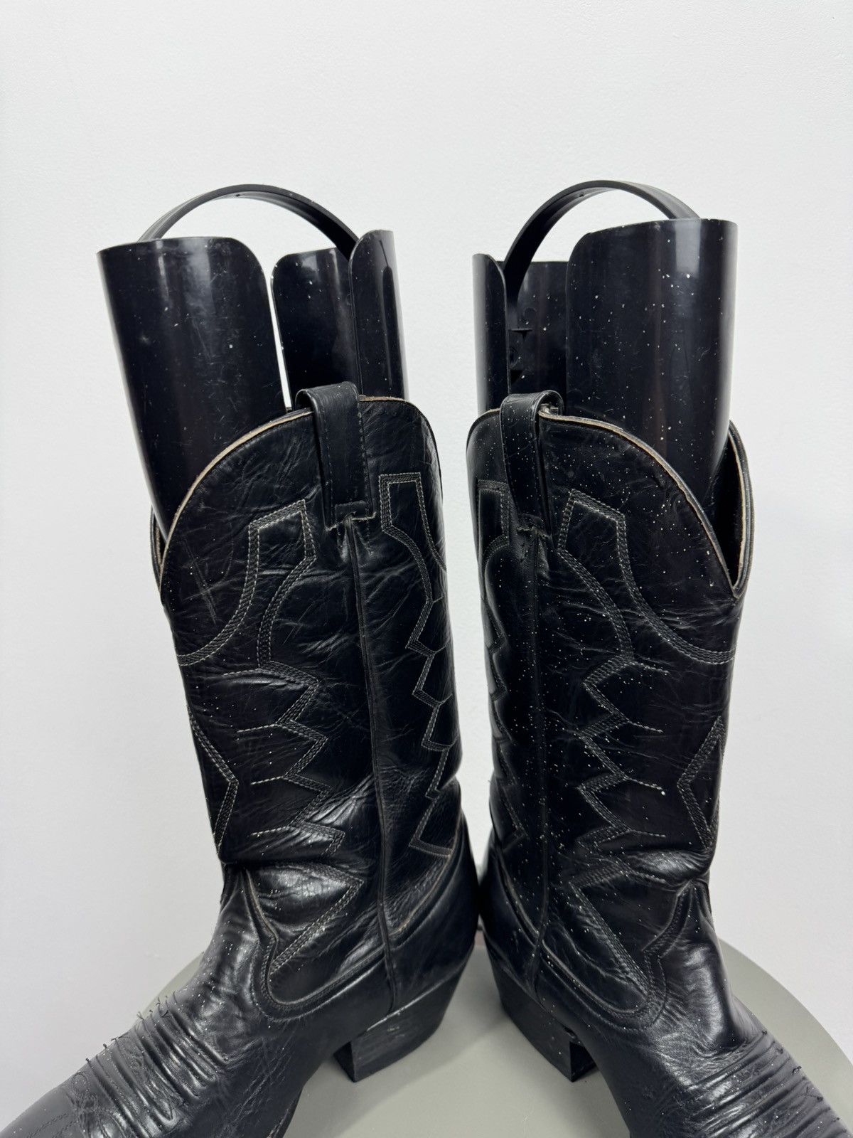 Other Vintage Black Leather Cowboy Western Boots Leather 43 EU Size US 9.5 / EU 42-43 - 8 Thumbnail