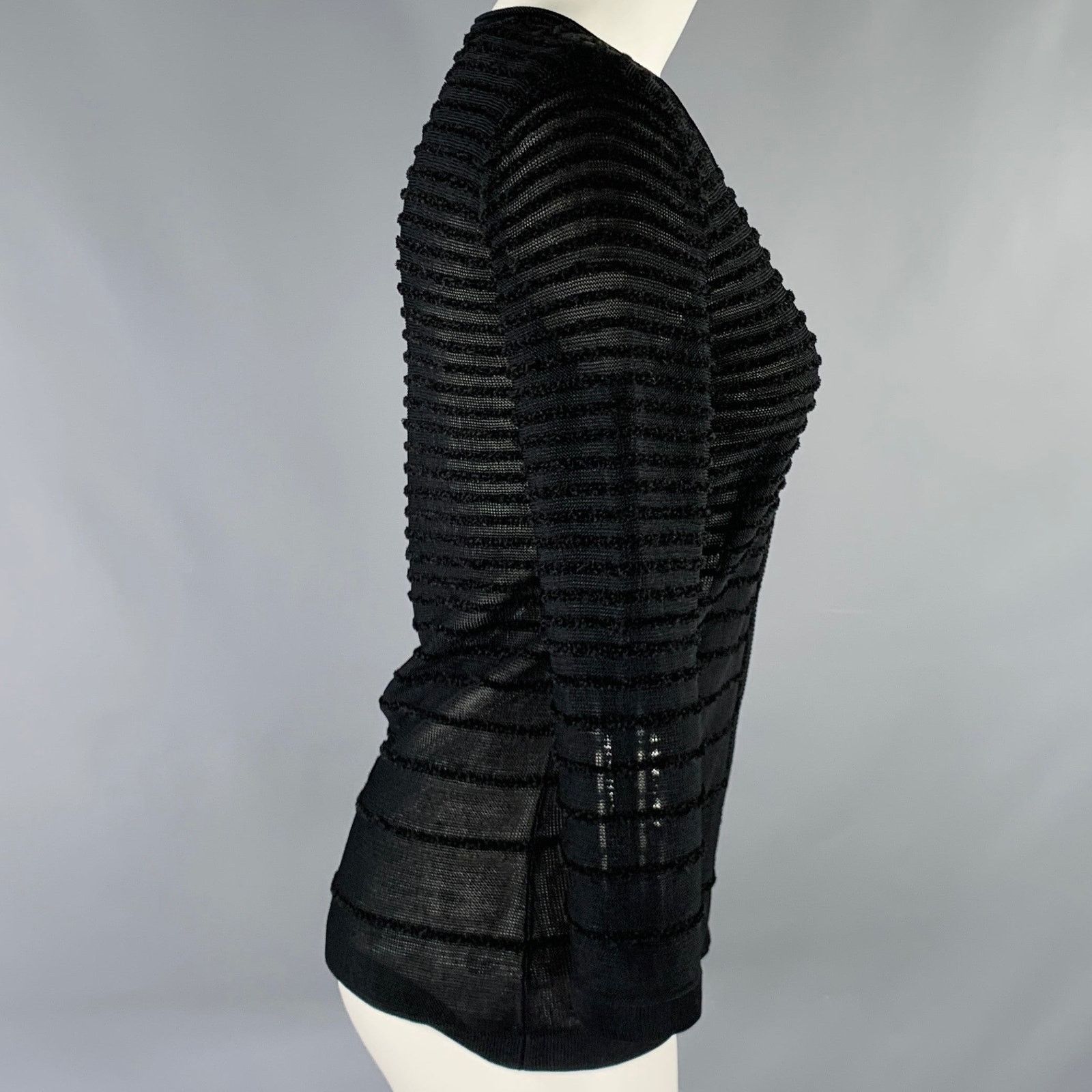 Yigal Azrouel YIGAL AZROUEL Size S Black Knit Ribbed Cardigan Size S / US 4 / IT 40 - 3 Thumbnail