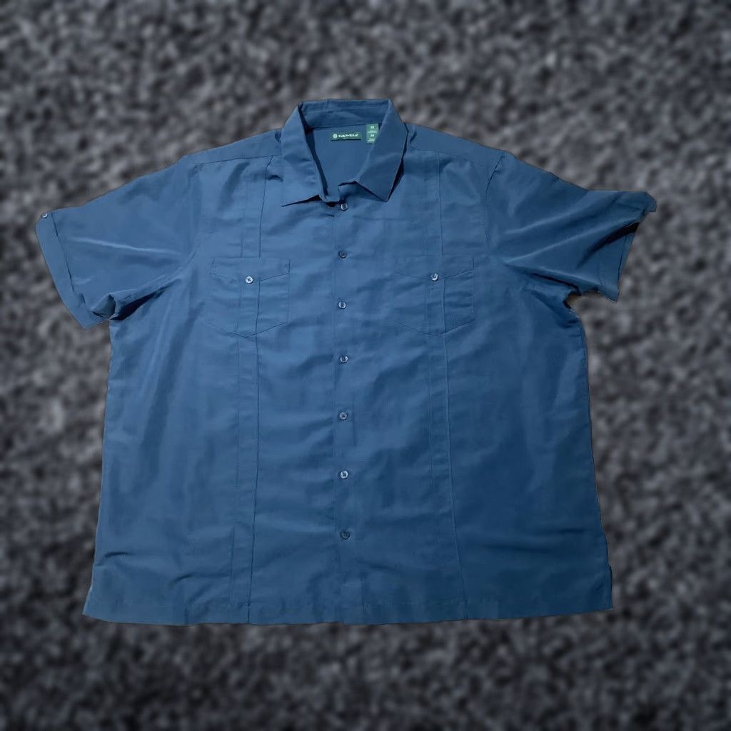 Cubavera Cubavera Shirt Mens 2XL Short Sleeve Blue Button Front Casual Polyester Vintage No Size US XXL / EU 58 / 5 - 1 Thumbnail