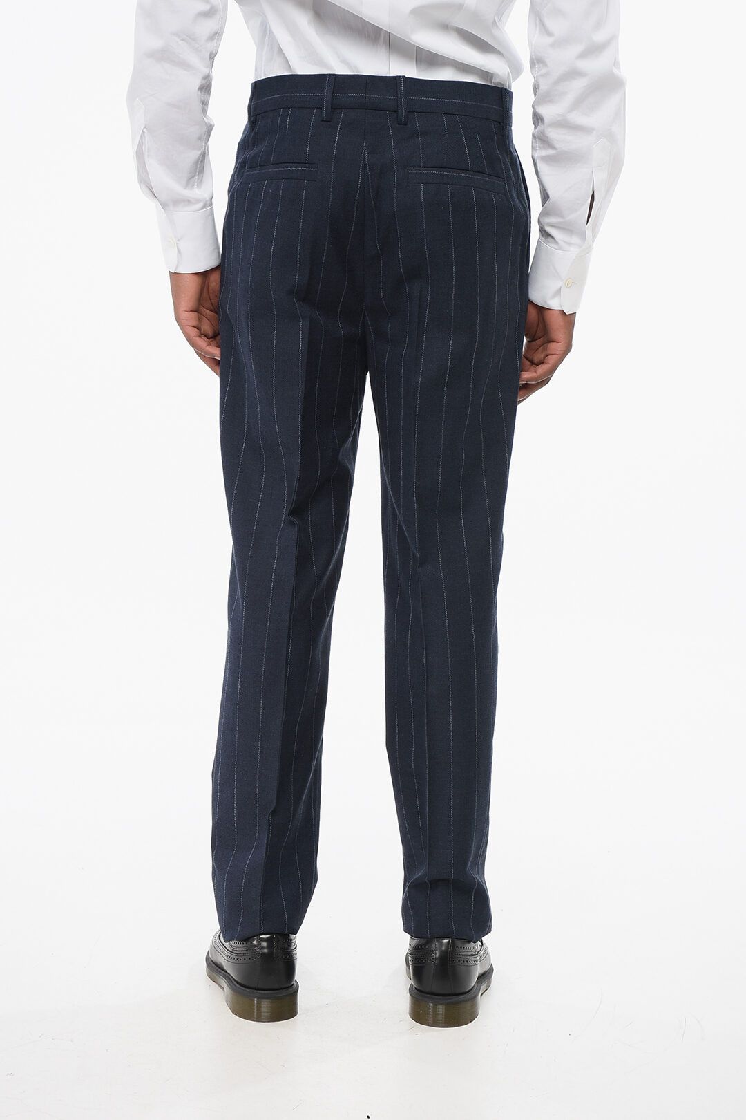 Brunello Cucinelli og1mm0825 Double-Pleated Cotton Blend Pant in Blue Size US 32 / EU 48 - 3 Thumbnail