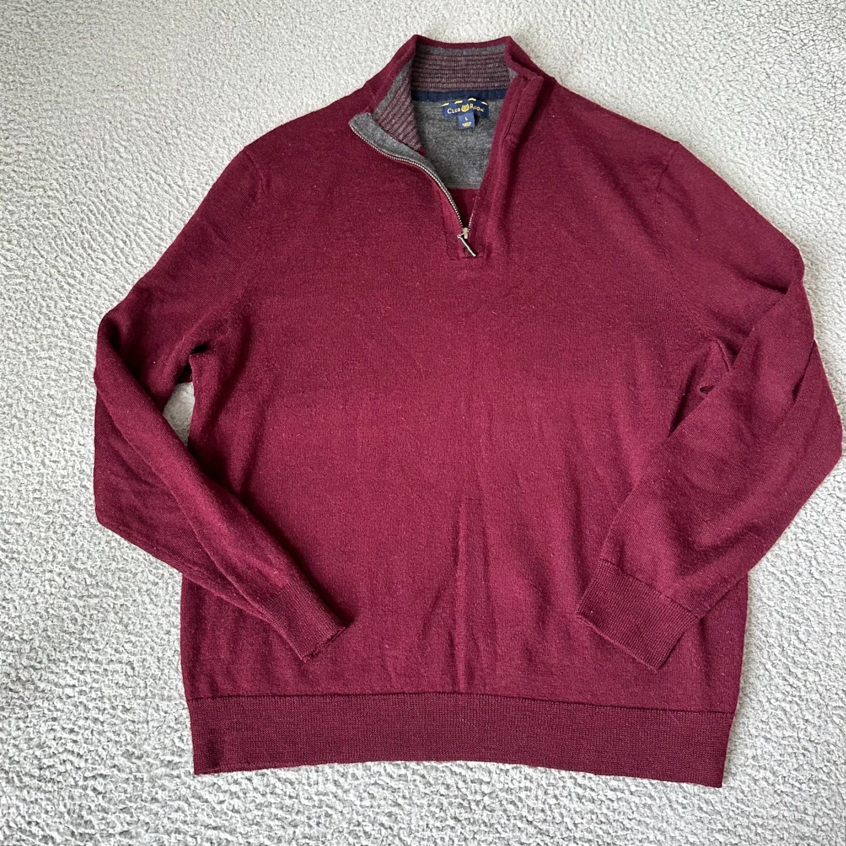 Club Room Club Room Sweater Adult Large Red Wool Knit 1/4 Zip Cranberry Pullover Mens Shirt Size US L / EU 52-54 / 3 - 6 Thumbnail