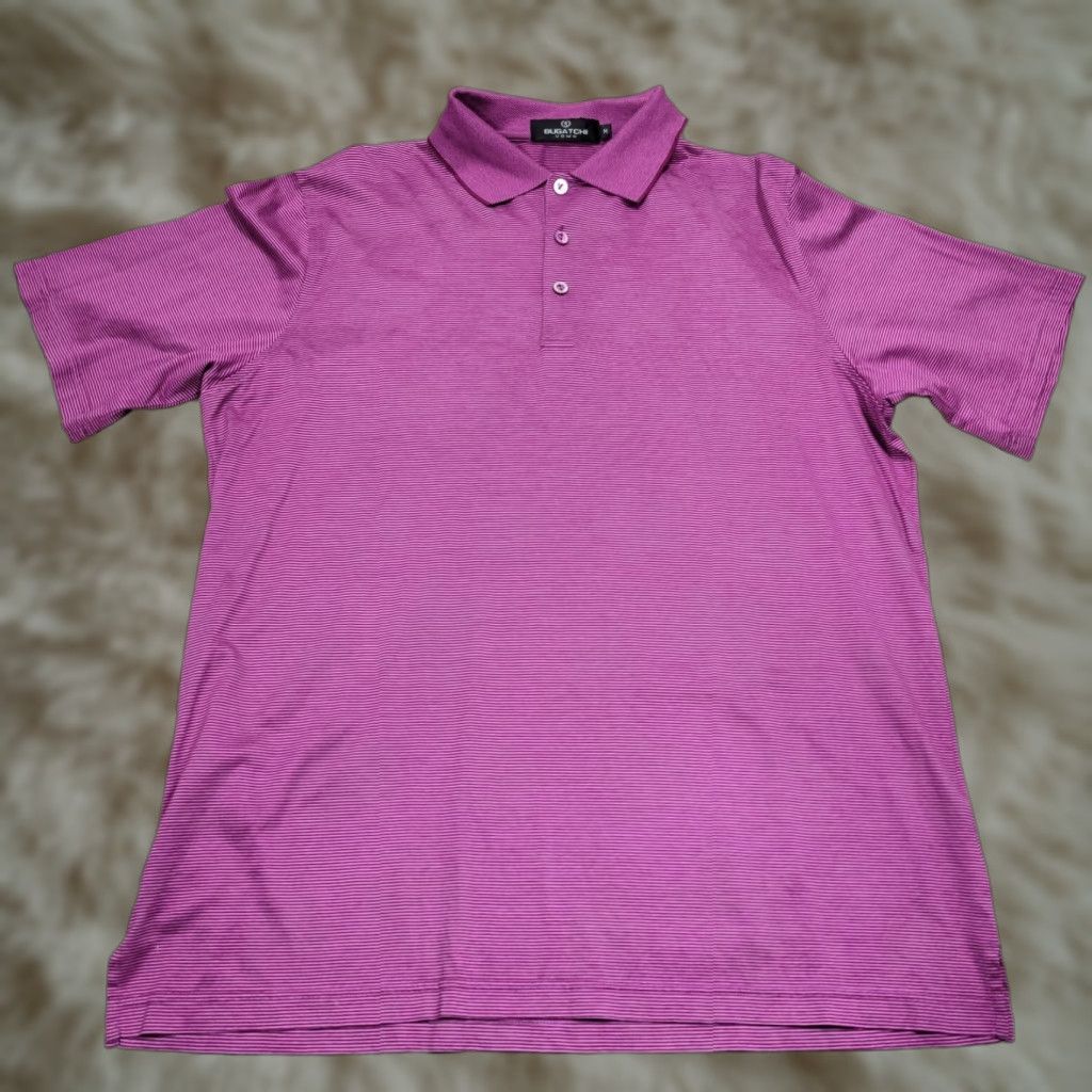 BUGATCHI VINTAGE Bugatchi Uomo Polo Shirt Magenta Golf Short Sleeve Cotton M Mens Size US M / EU 48-50 / 2 - 1 Thumbnail