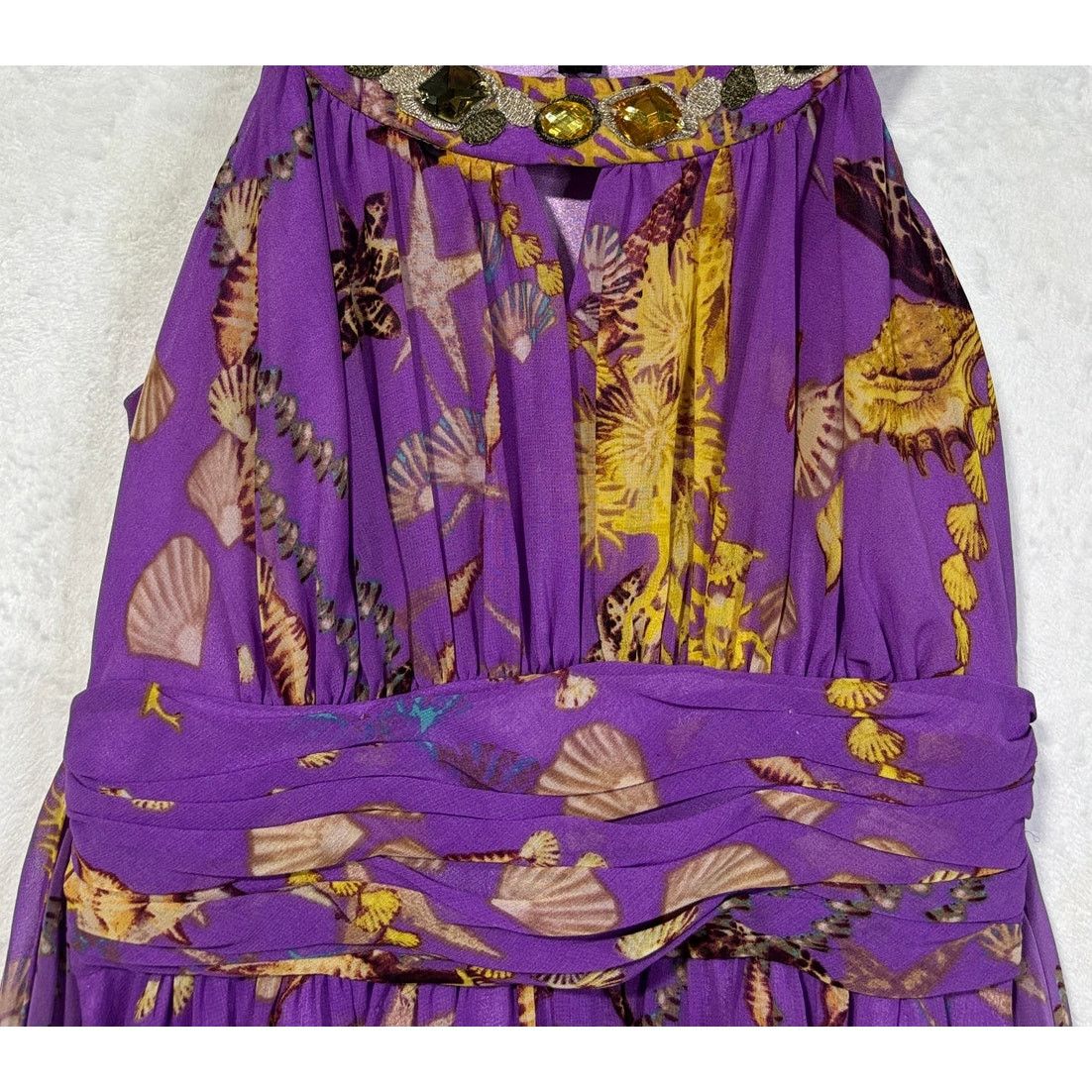 Nine West Size 2 | NINE WEST Women’s Lilac Print Chiffon Halter Dress Size XS / US 0-2 / IT 36-38 - 3 Thumbnail
