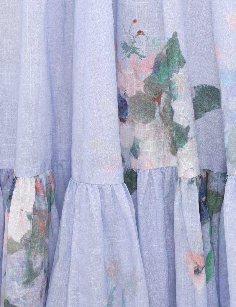 Zimmermann oc11z0126 Everley Draped Bow Midi Dress in Multicolor Size L / US 10 / IT 46 - 6 Thumbnail