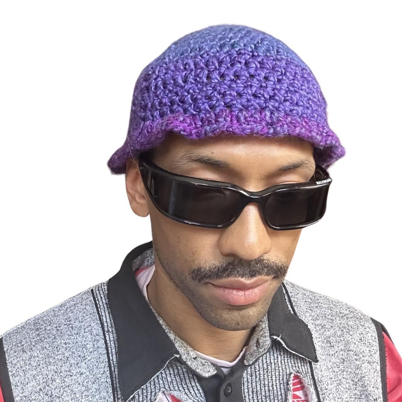 Other PURPLE BOHO GRANNY FRILLY KNIT CAP Size ONE SIZE - 2 Thumbnail