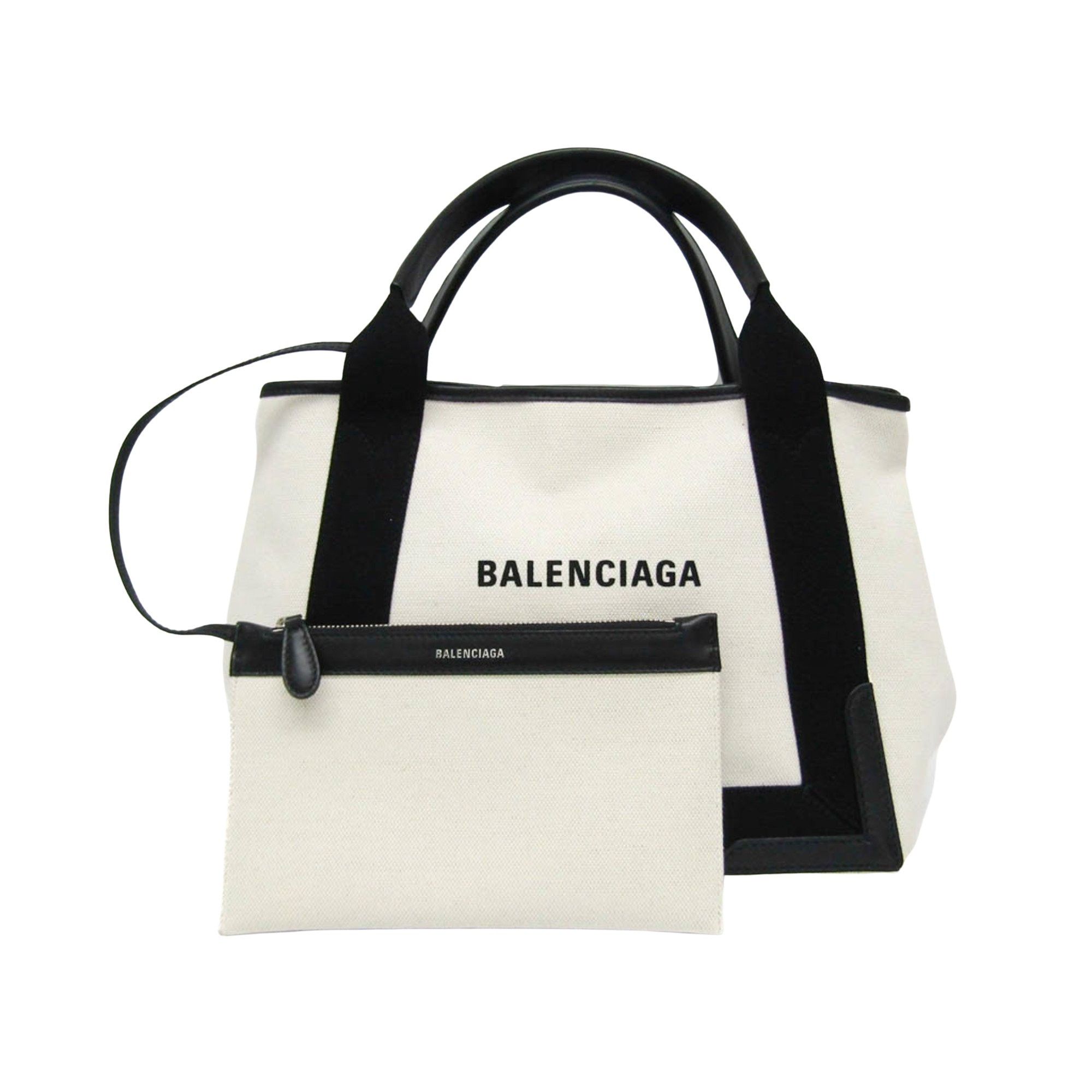 Balenciaga Navy Cabas White Canvas Handbag (Pre-Owned) Size ONE SIZE - 1 Thumbnail