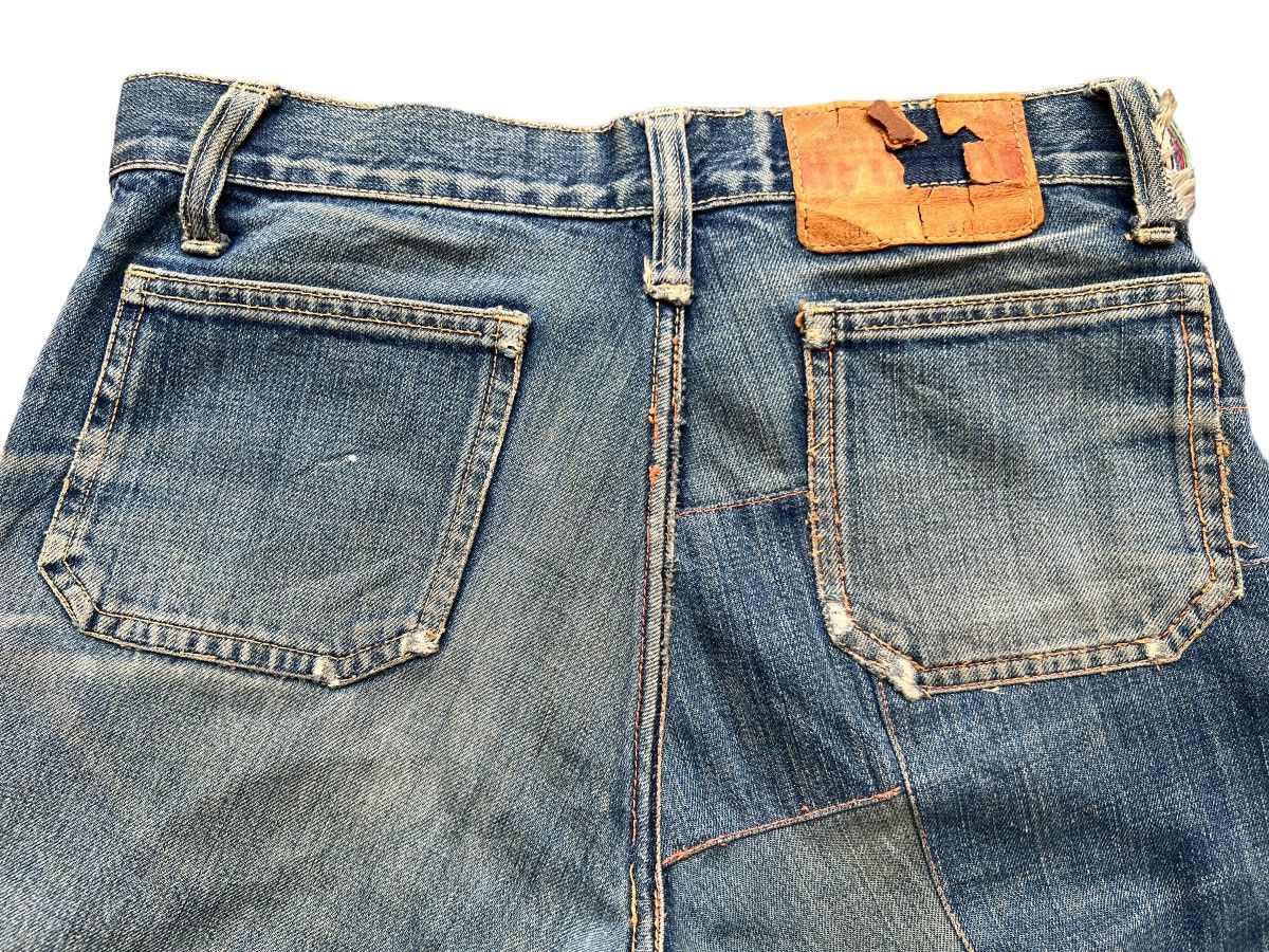 Edwin Vintage 80s Edwin Bushpant Patchwork Distressed Flare Jeans Size 30" / US 8 / IT 44 - 8 Thumbnail