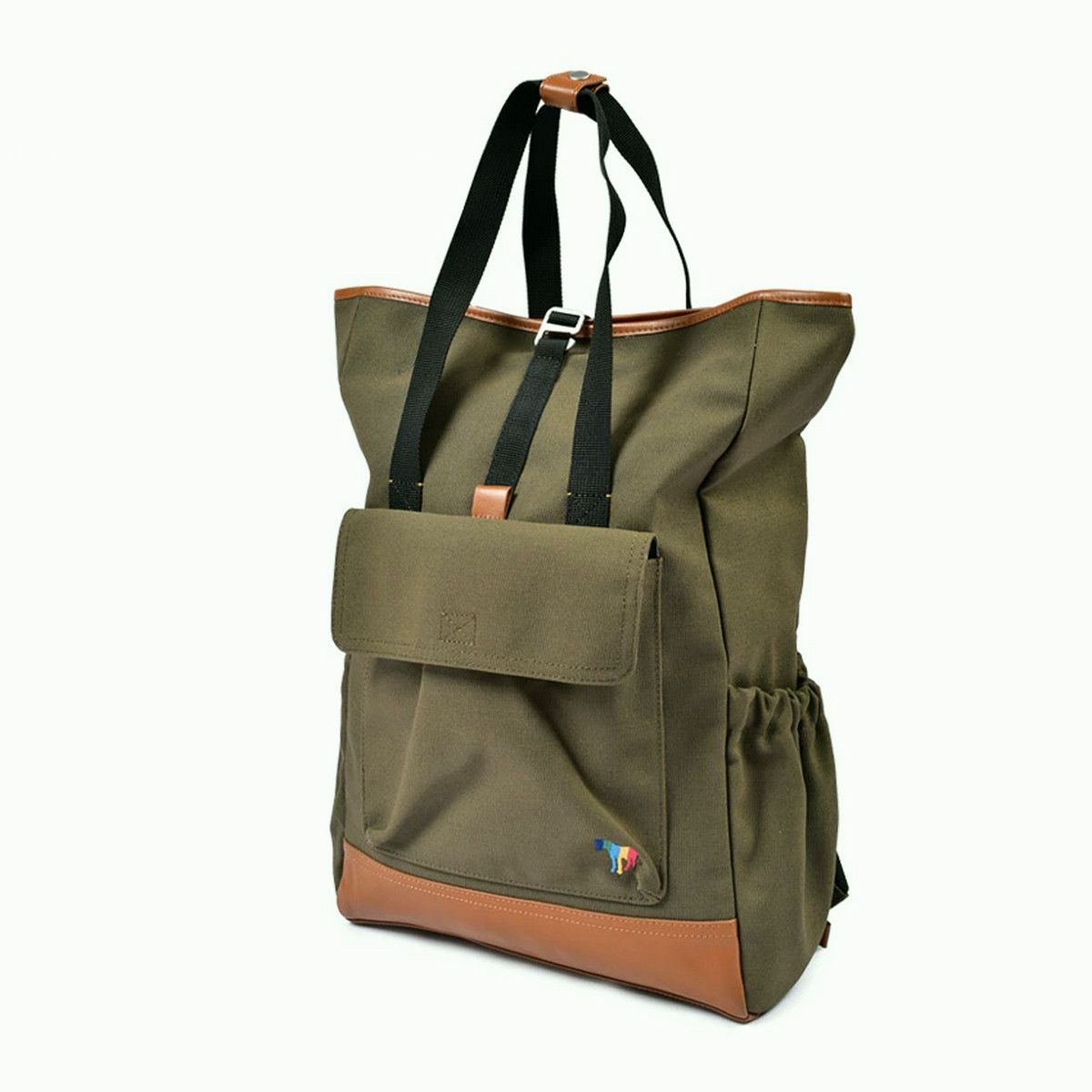 Paul Smith PS PAUL SMITH khaki green canvas leather backpack Size ONE SIZE - 1 Thumbnail