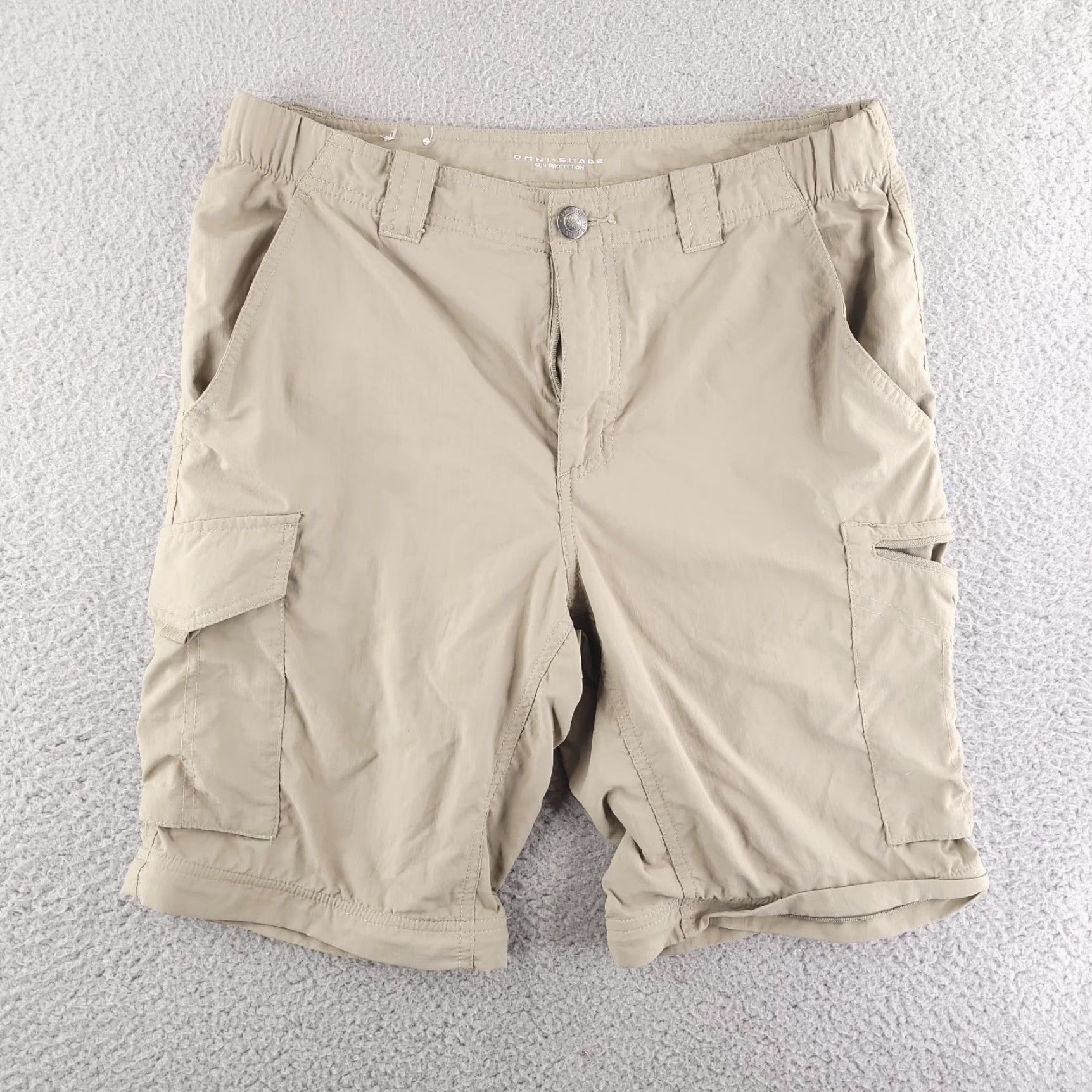 Vintage Columbia Mens Shorts 32 Tan Beige Brown Nylon Walk Hiking Outdoor Cargo Flat Front Regular 100% Authenticity Guaranteed Mens Size US 32 / EU 48 - 2 Thumbnail