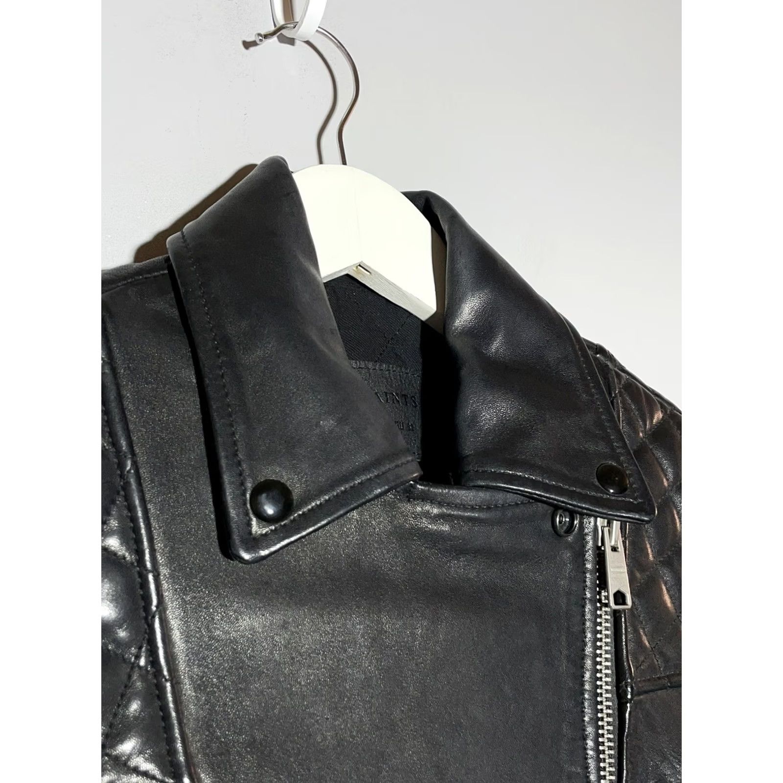 Allsaints AllSaints Esher Biker Jacket Women’s Size 32 Leather Black 1/2 Zip Pockets Adjust Buckle Zipper Vintage No 4 XS-4? Size S / US 4 / IT 40 - 3 Thumbnail