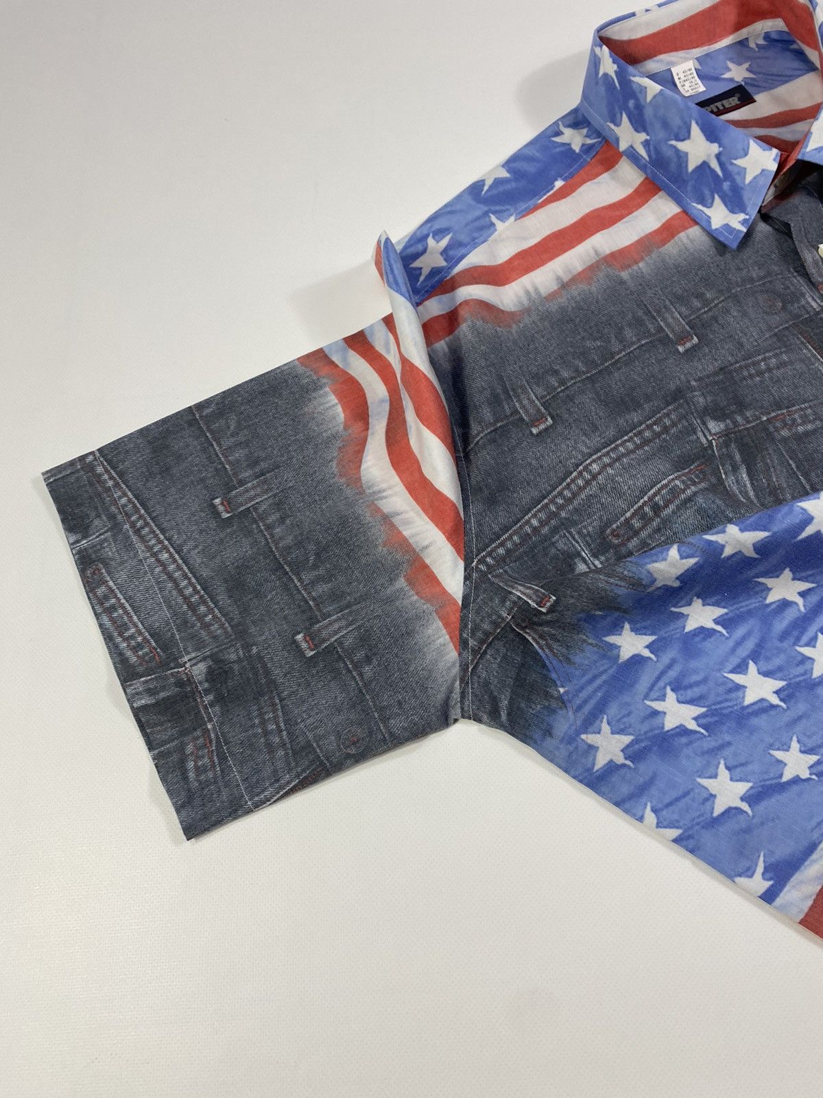 Vintage 🔥LASTDROP🔥 90s American Jeans Flag USA All Over Crazy Shirt Size US XXL / EU 58 / 5 - 5 Thumbnail