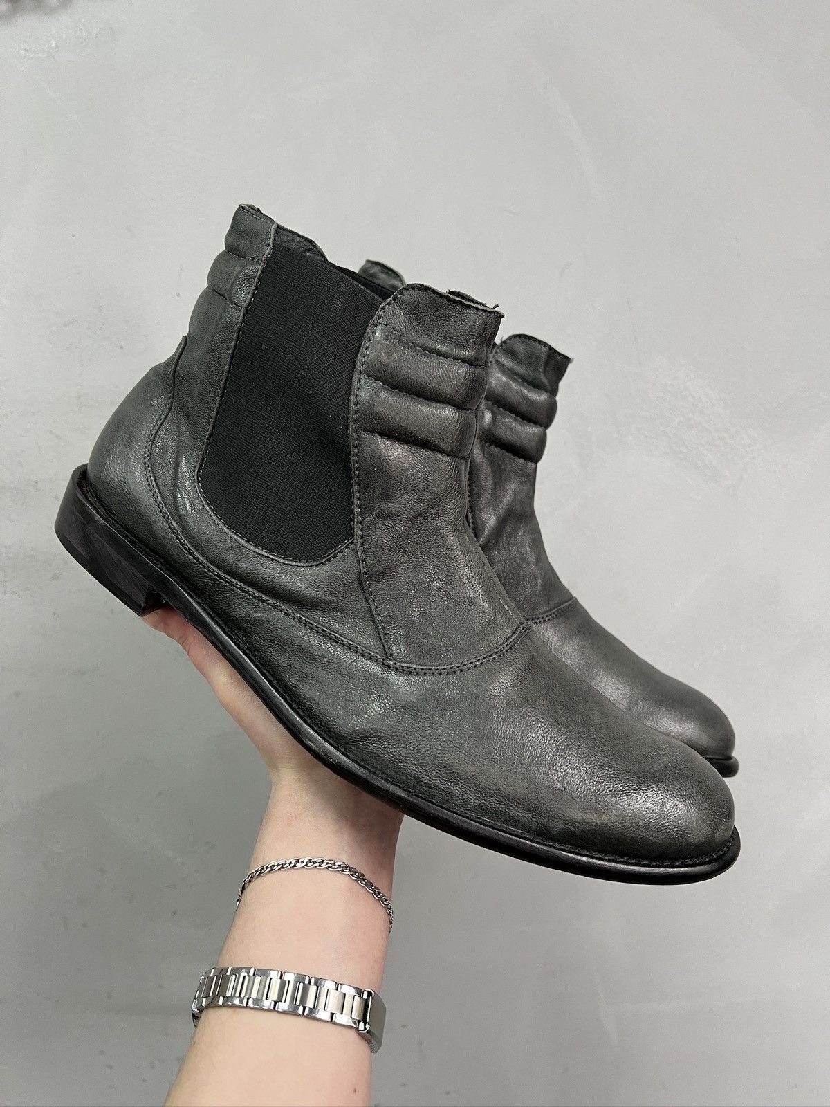 DAVID NAMAN Avat garde David Naman leather chelsea boots 90s Size US 12 / EU 45 - 1 Thumbnail