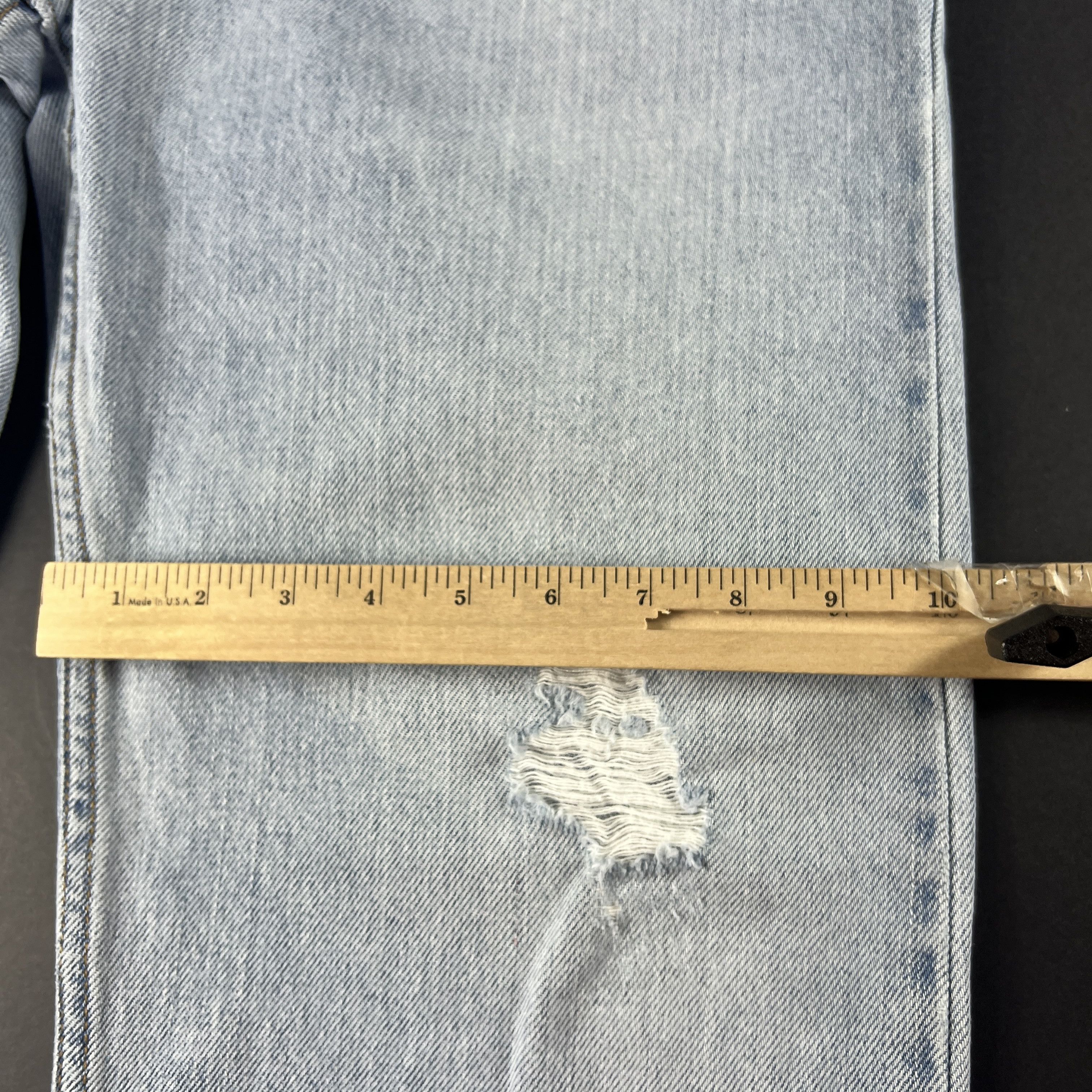 Levi's Y2K Levi's Jeans 505 Straight Light Blue Distressed Denim Size US 35 - 20 Thumbnail