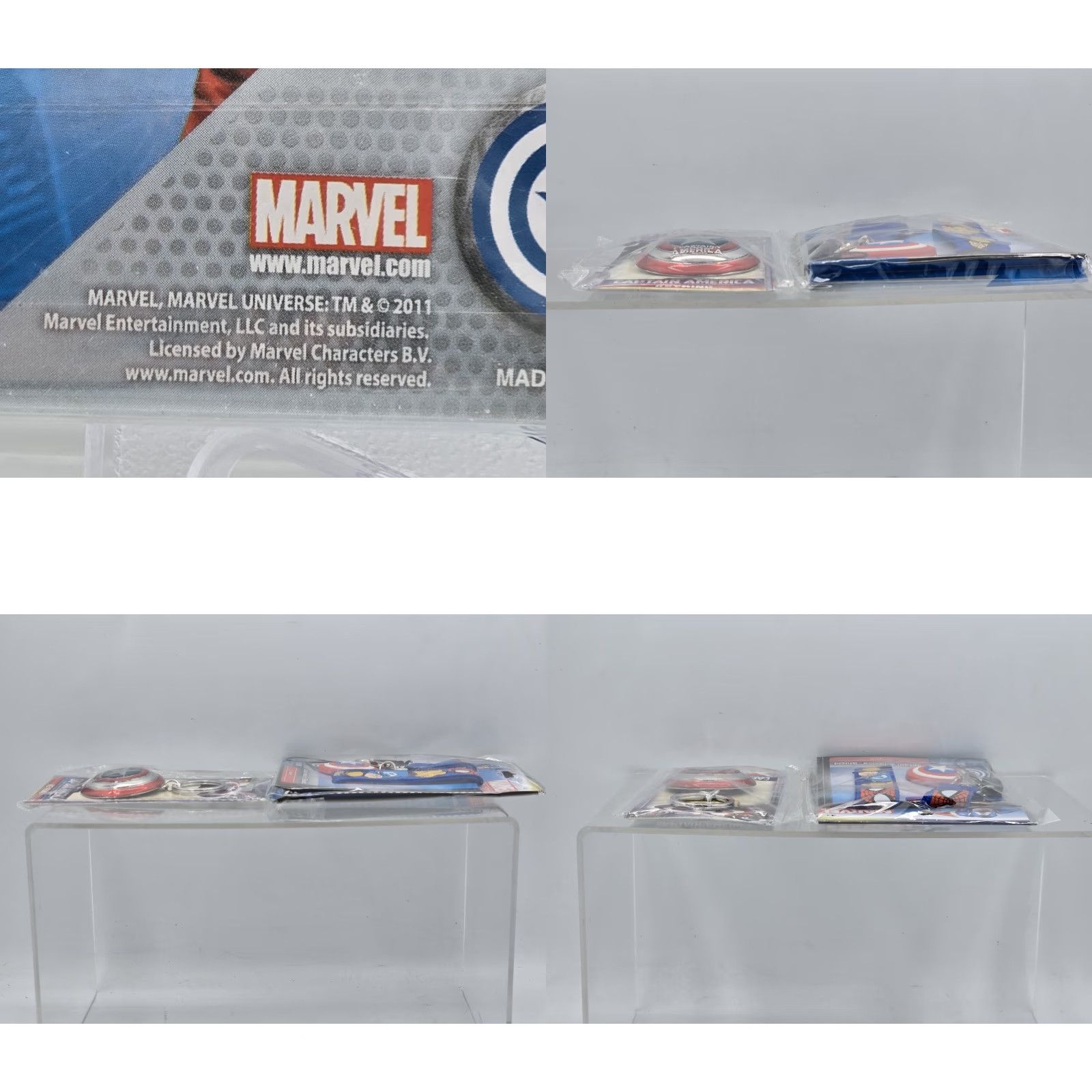 Vintage 2 Lot Marvel Captain America Shield Pewter Key Ring NEW SEALED & Lanyard! Size ONE SIZE - 8 Thumbnail