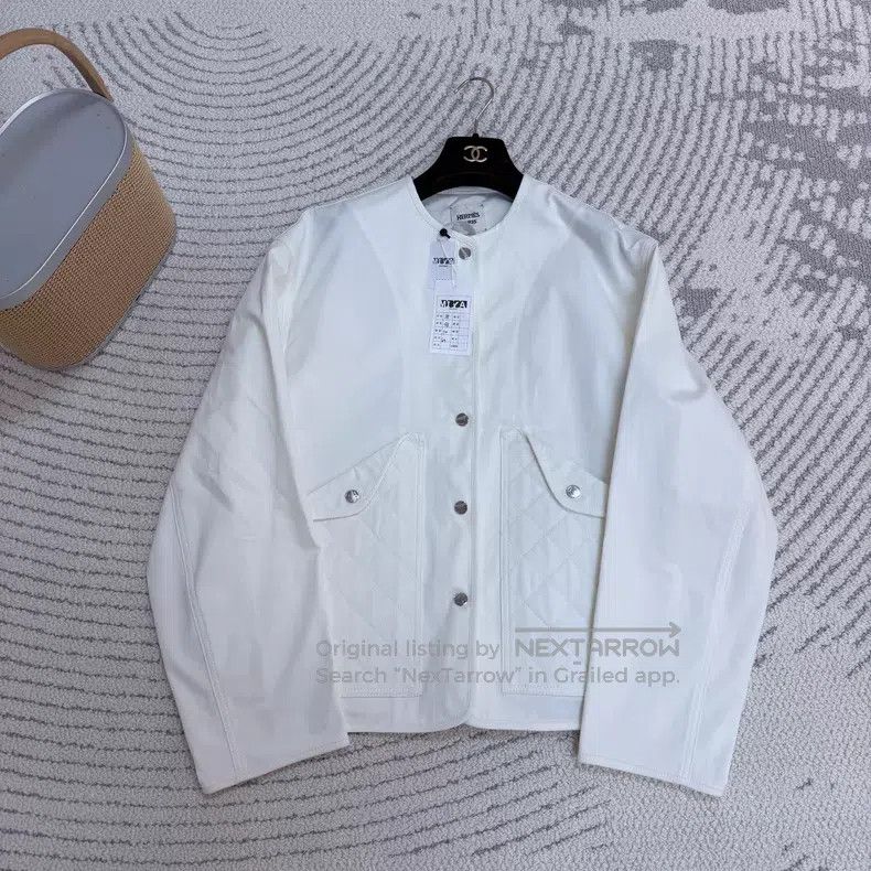 Hermes Hermes White Diamond Pocket Round Neck Jacket Size XS / US 0-2 / IT 36-38 - 2 Thumbnail