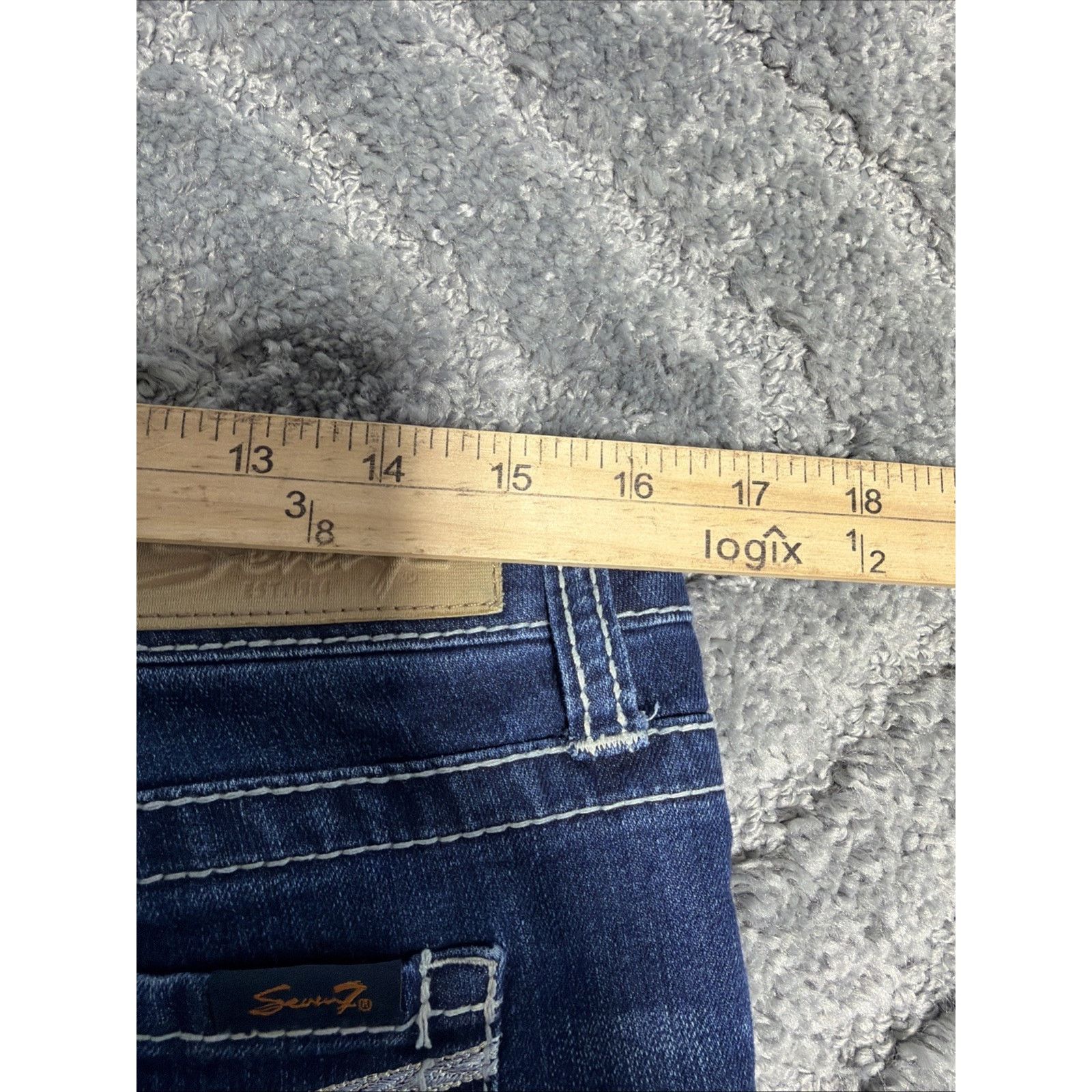 Seven 7 Seven 7 Skinny Jeans Blue Denim Embellished Size 10 33x29 Size 32" / US 10 / IT 46 - 4 Thumbnail