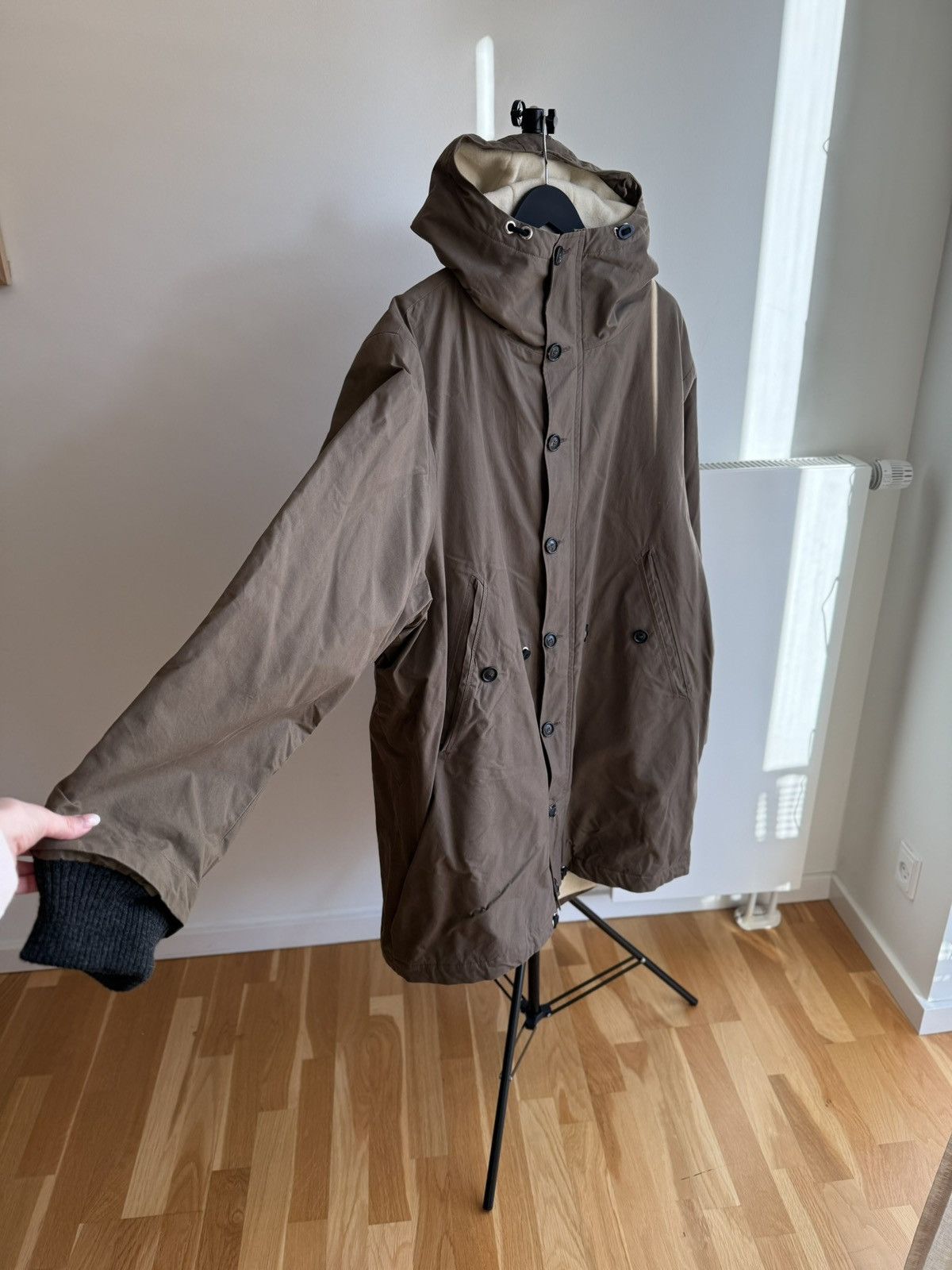 HANSEN Garments Hansen waxed cotton hooded parka with wool lining - size XL Size US XL / EU 56 / 4 - 7 Thumbnail