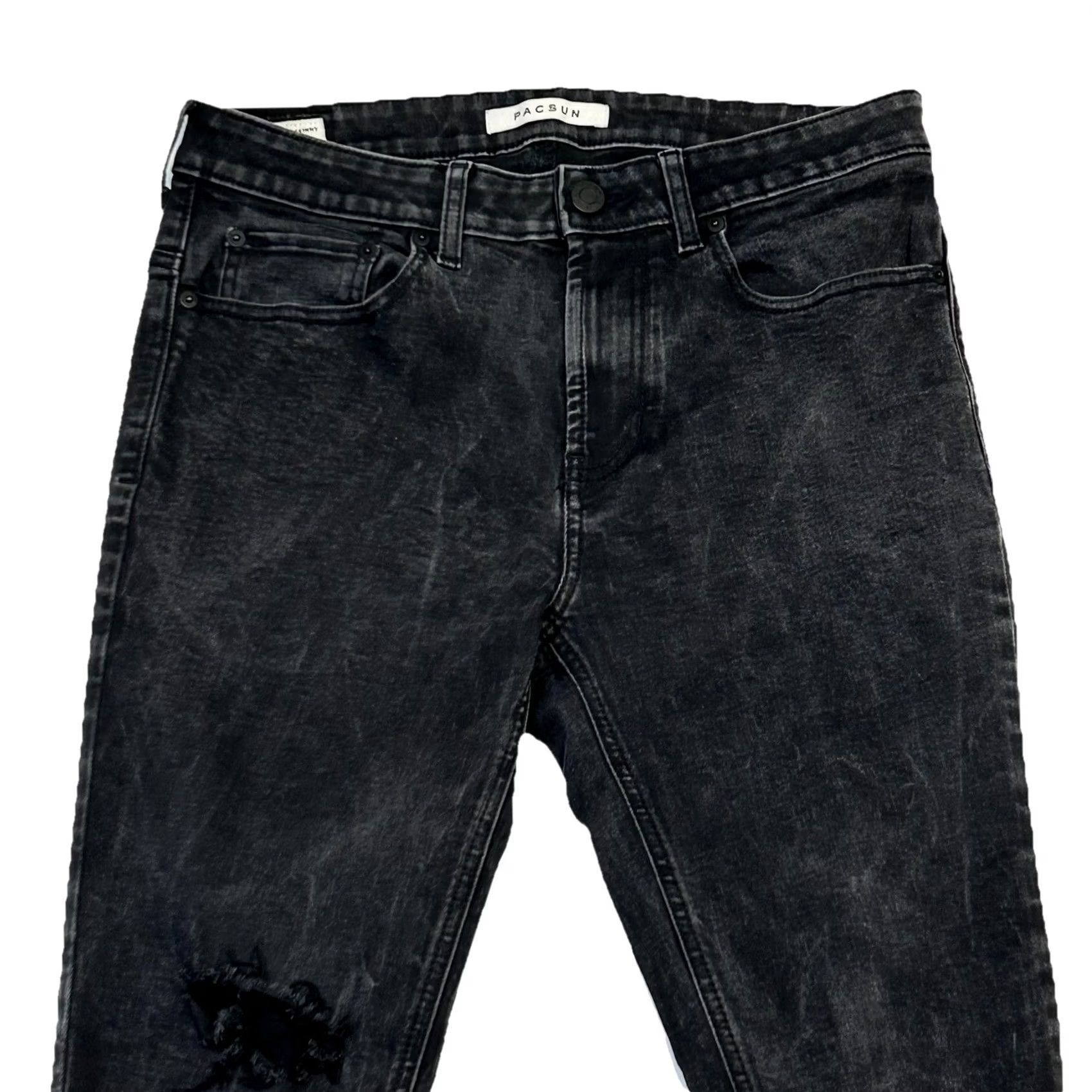 Pacsun Pacsun Stacked Skinny Jeans Mens 30x32 Black Denim Mid Rise Zip Jeans Regular Fit 5-Pocket Design Biker Grunge Hipster Vintage: No Mens Size US 30 / EU 46 - 3 Thumbnail