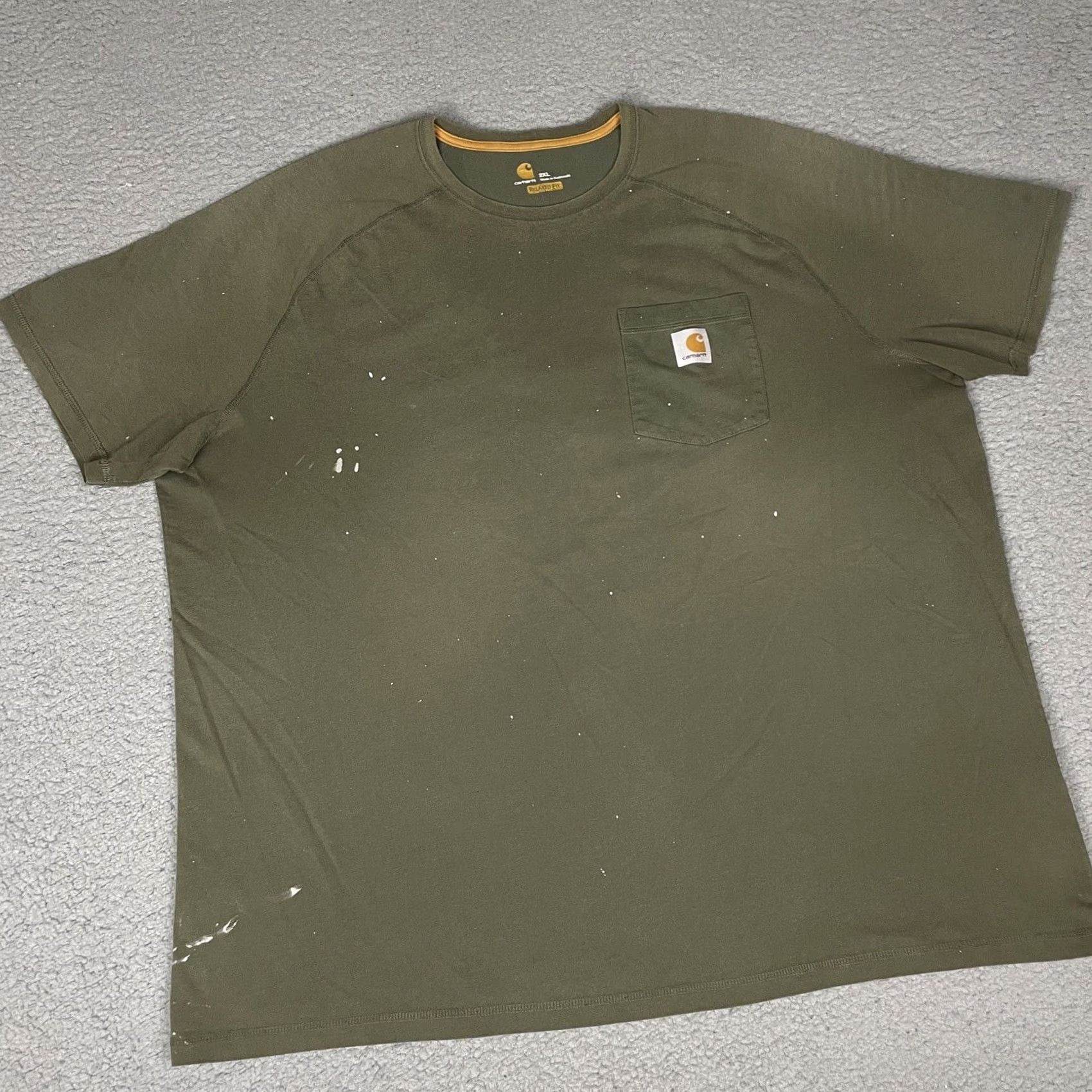 Carhartt VINTAGE Carhartt Pocket T-Shirt Mens 2XL Green Distressed 90s Thrashed Painted Logo Short Sleeve Crew Neck Casual Shirt Size US XXL / EU 58 / 5 - 3 Thumbnail