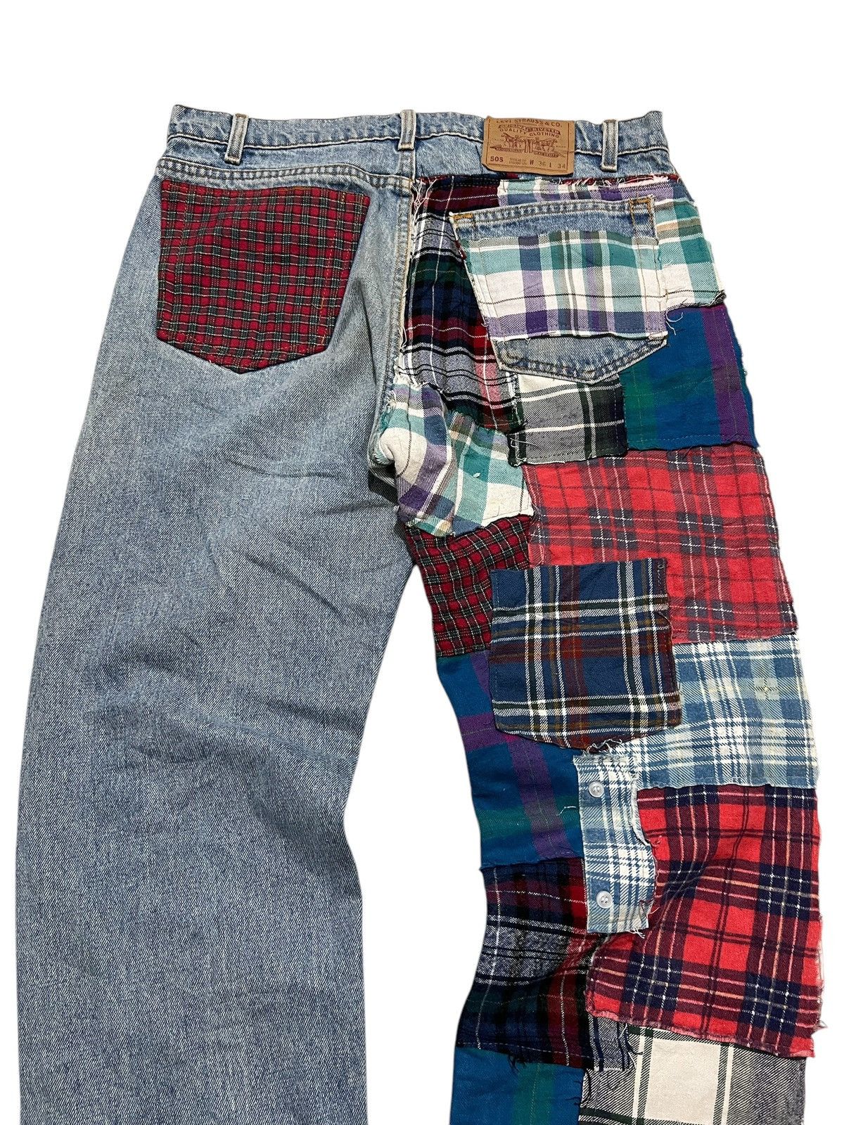 Levi's 90s Levis 505 patchwork flannel Regular denim pants Size US 34 / EU 50 - 5 Thumbnail