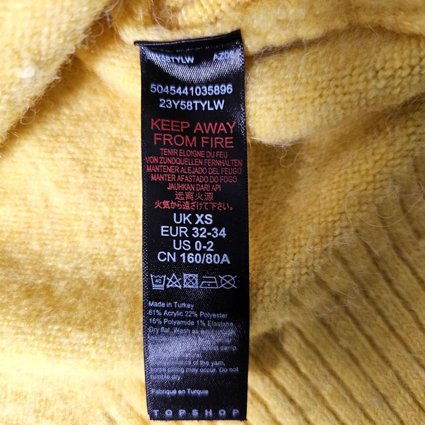 Topshop Topshop Sweater Pullover V-Neck Yellow XS 2 0 Women’s Long Sleeve Knit Quick & Easy Casual Reserved Women’s Size XS / US 0-2 / IT 36-38 - 7 Thumbnail