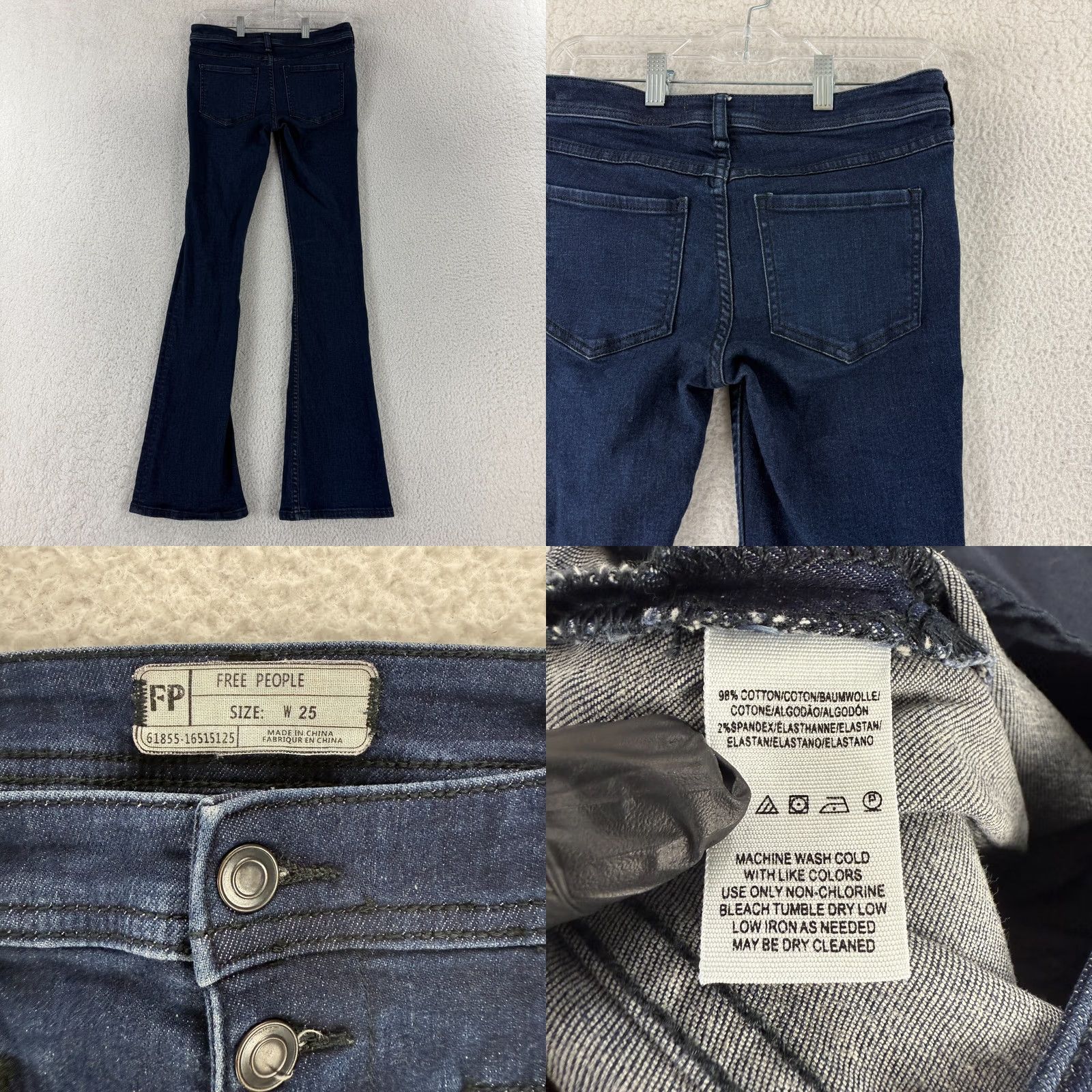 Free People Free People Kaye Flare Jeans Womens 25 Blue Denim Button Fly Mid Rise Boho Jeans Size 42" / US 20 - 9 Thumbnail