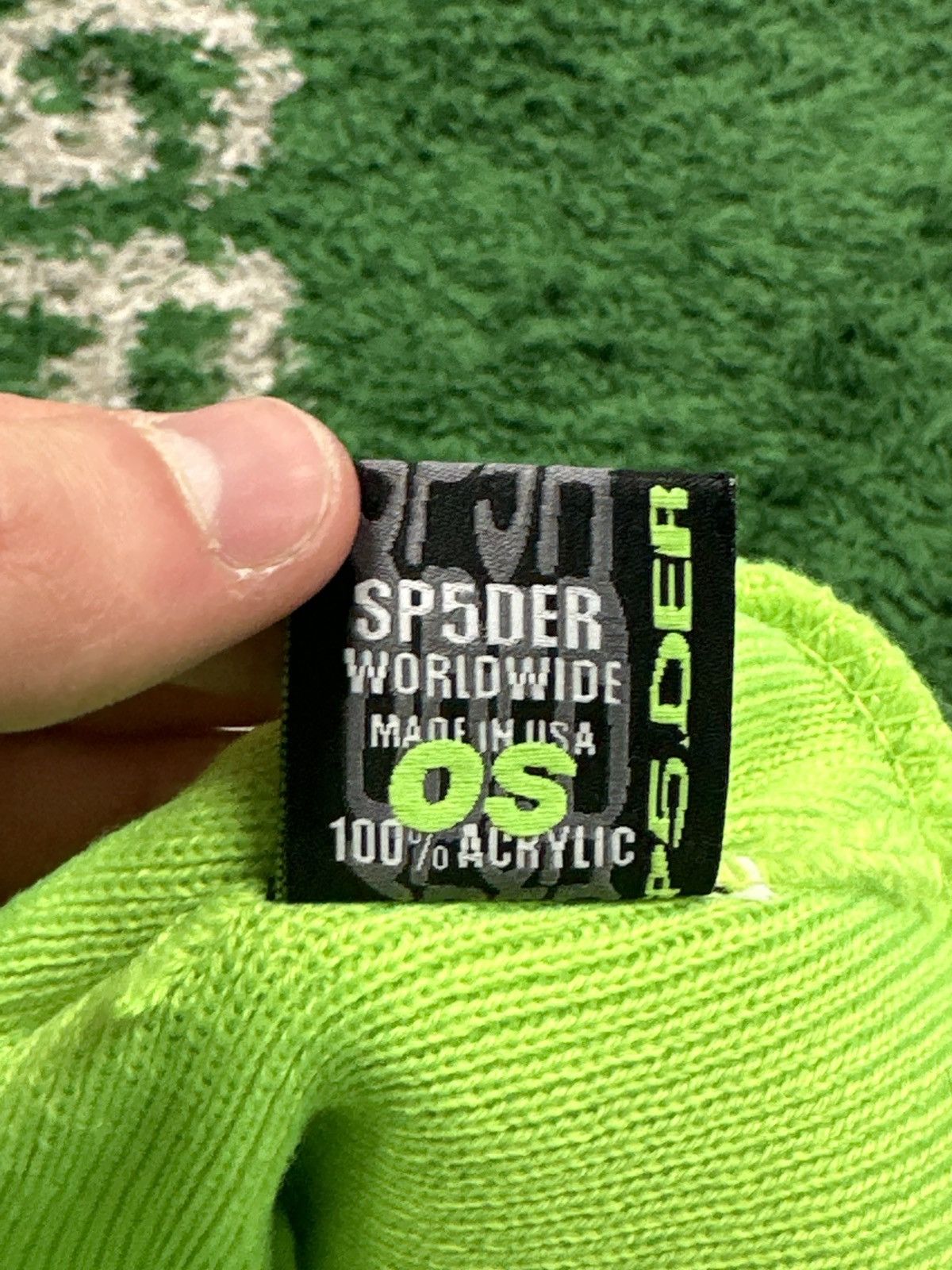 Sp5der Spider Worldwide Beanie Neon Slime Green Size ONE SIZE - 2 Thumbnail