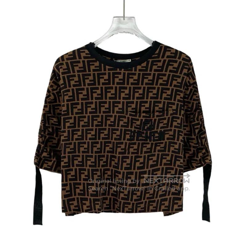 Fendi Fendi Dark brown logo letter all-over print cotton round n Size L / US 10 / IT 46 - 1 Thumbnail