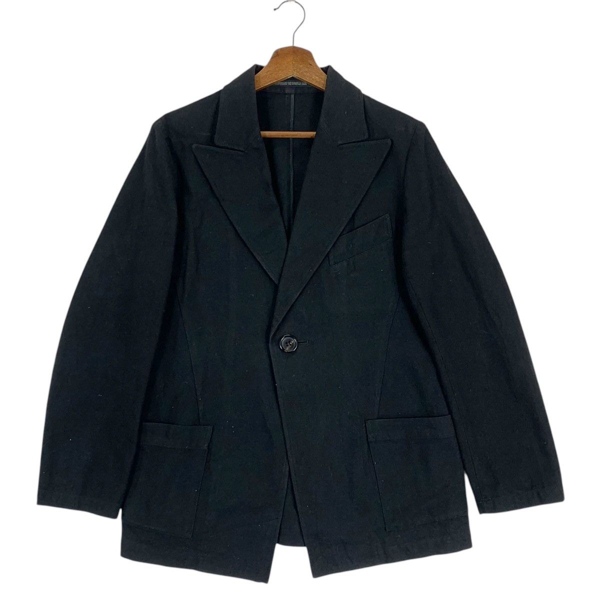 Yohji Yamamoto Vintage Yohji Yamamoto Noir Cotton Blazer Jacket Size US S / EU 44-46 / 1 - 1 Thumbnail