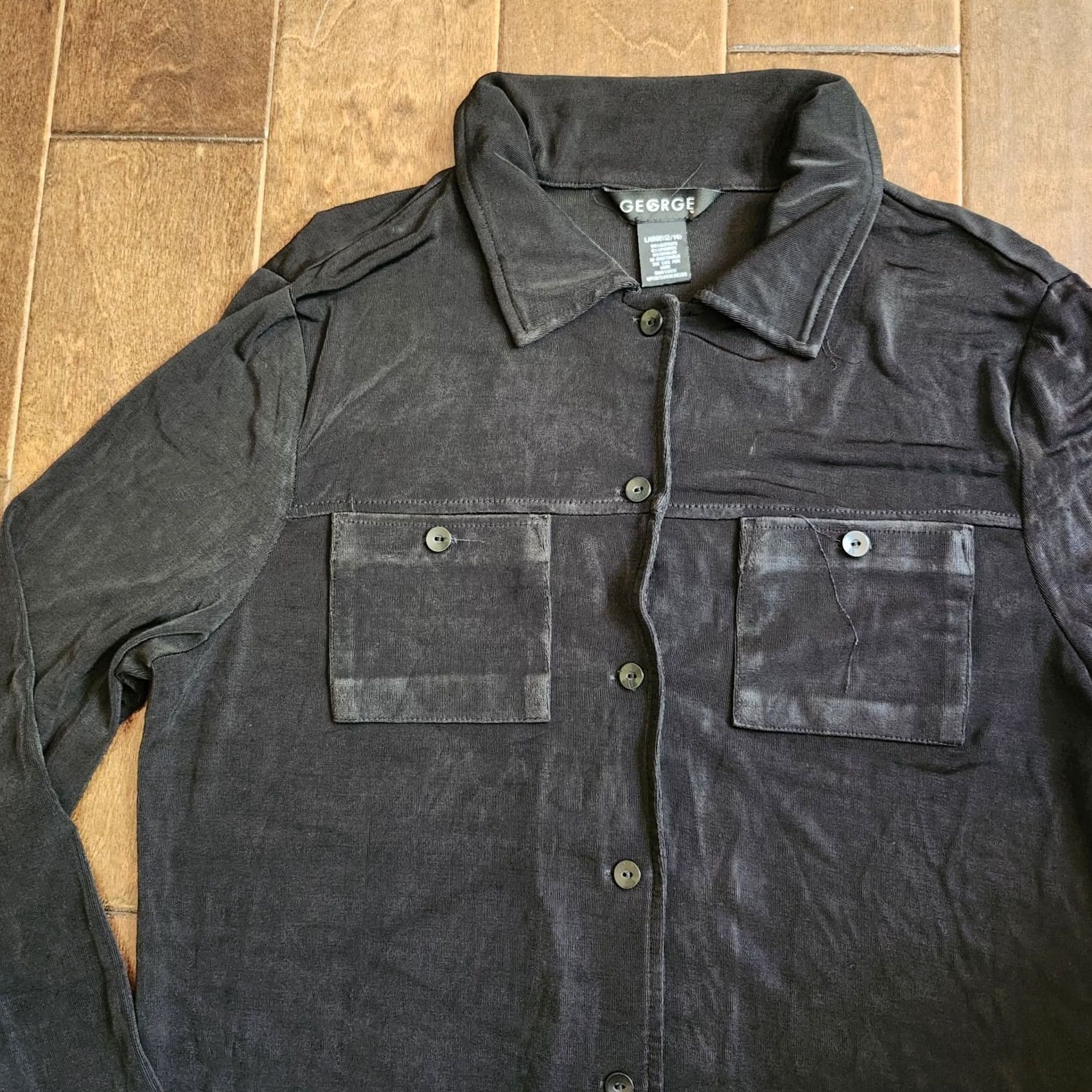 George George Men's Black Long Sleeve Front Pocket Button-Up Shirt L Size US L / EU 52-54 / 3 - 7 Thumbnail