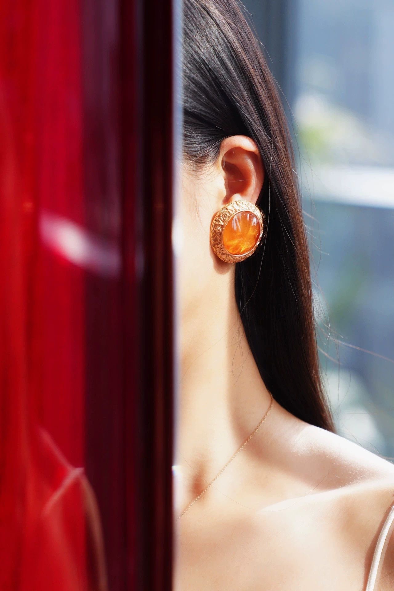 Yves Saint Laurent YSL Vtg Orange Jelly Glass Lava Clip-on Earrings Size ONE SIZE - 9 Thumbnail