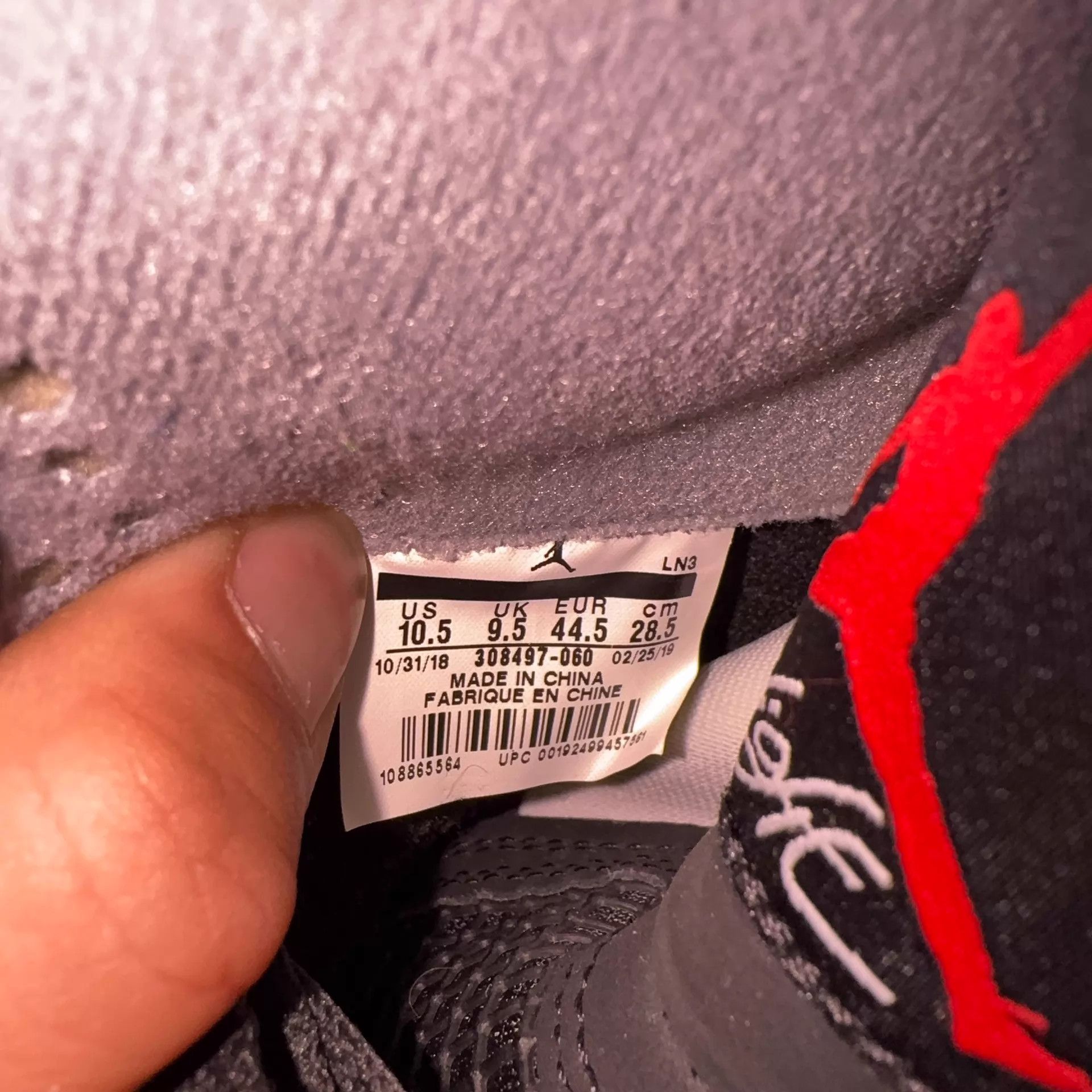 Nike Jordan AJ4 Bred 308497-060 44.5 Size US 10.5 / EU 43-44 - 7 Thumbnail