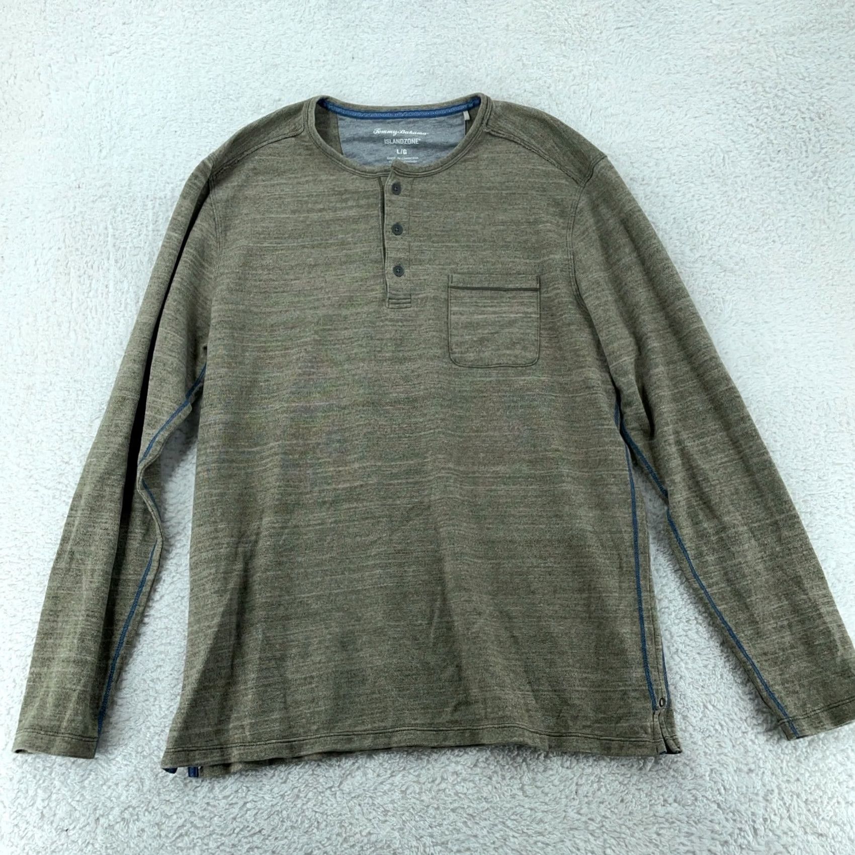 Tommy Bahama Tommy Bahama Oahu Shores Henley Shirt Mens Large Green Long Sleeve Islandzone Button Casual Indoor Outdoor Tee Size US L / EU 52-54 / 3 - 2 Thumbnail