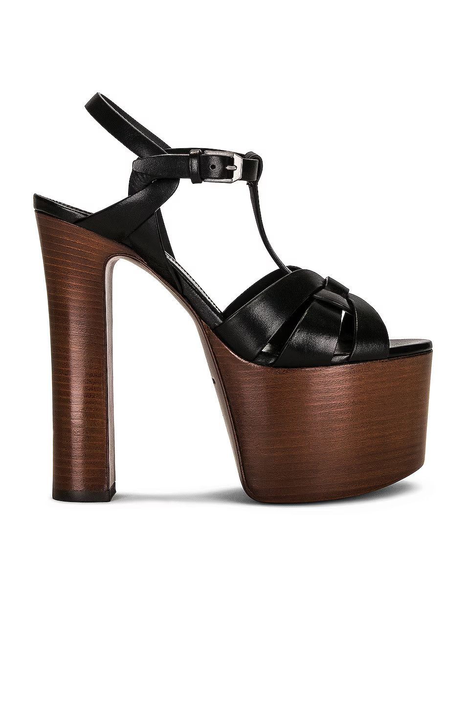 Saint Laurent Paris o1bcso1str1124 Tribute Platform Sandals in Black Size US 8.5 / IT 38.5 - 1 Thumbnail